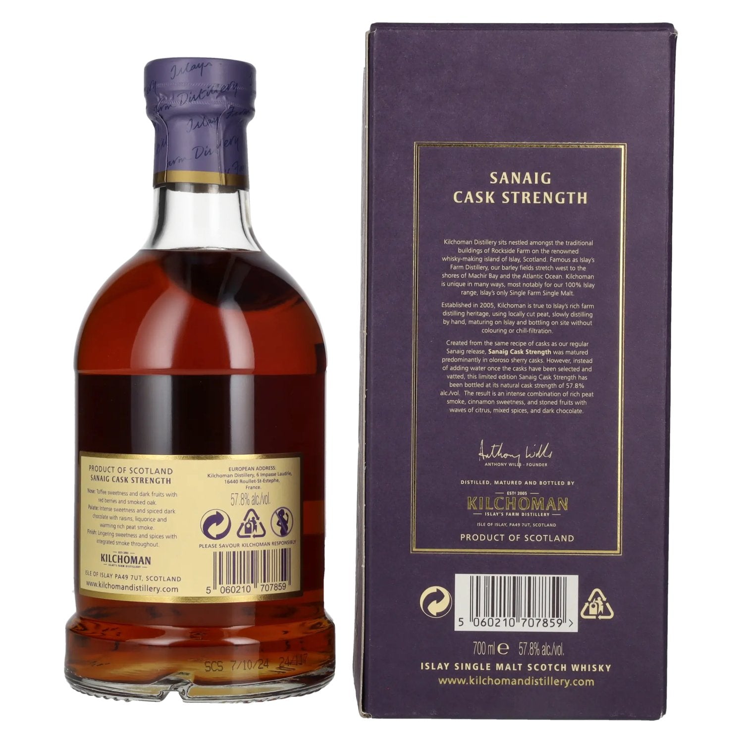 Kilchoman SANAIG CASK STRENGTH Islay Single Malt Scotch Whisky 2024 57,8% Vol. 0,7l en coffret cadeau