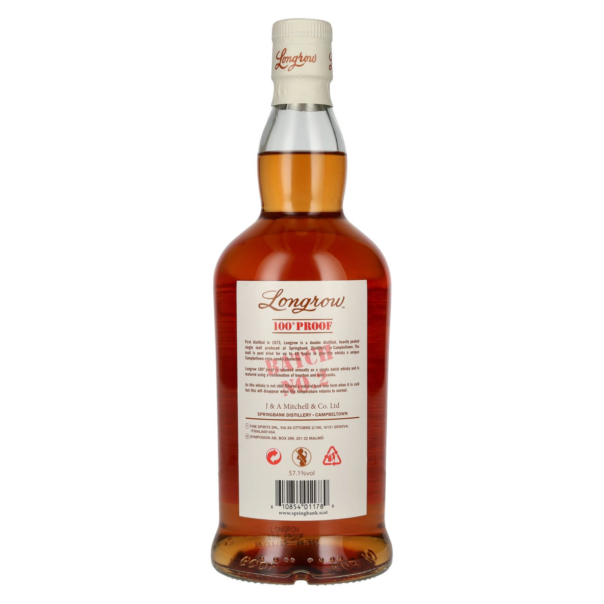 Springbank Longrow 100° Proof, whisky single malt tourbé de Campbeltown, 57,1 % vol., 0,7 l
