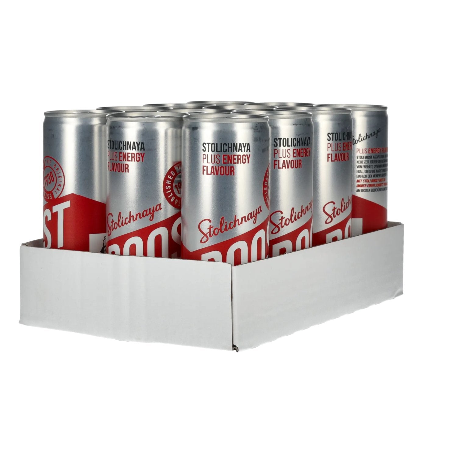 Stolichnaya Boost Plus ENERGY Flavour 5% Vol. 12x0,25l Dosen Pfand