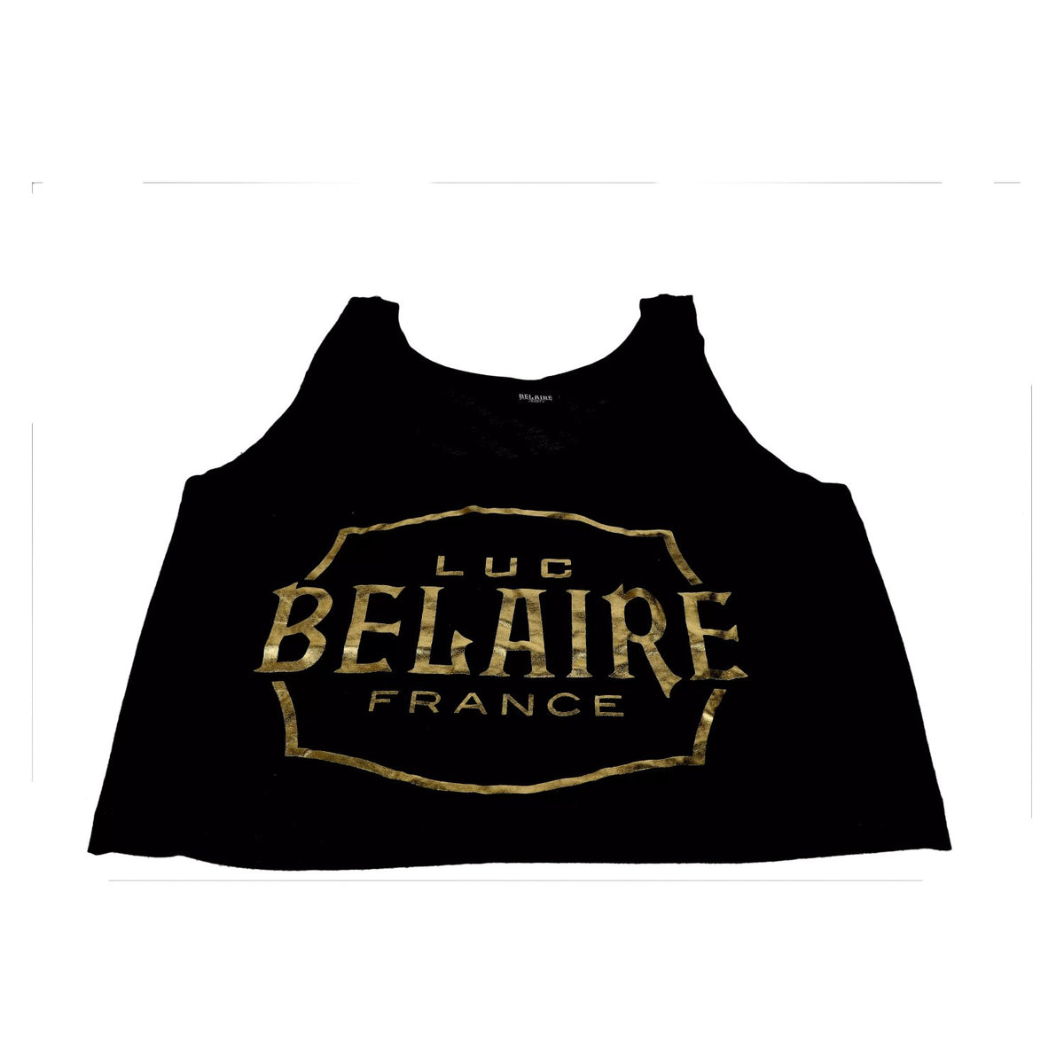 Luc Belaire Crop Tank Top, Black and Gold