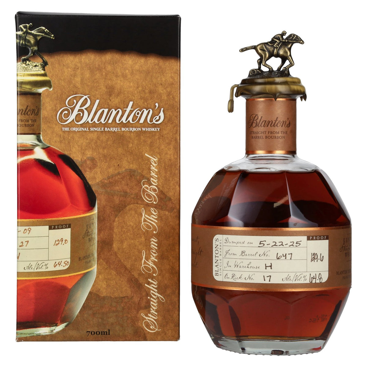 Blanton's STRAIGHT FROM THE BARREL Bourbon 64.8% ABV 0.7l in a gift box