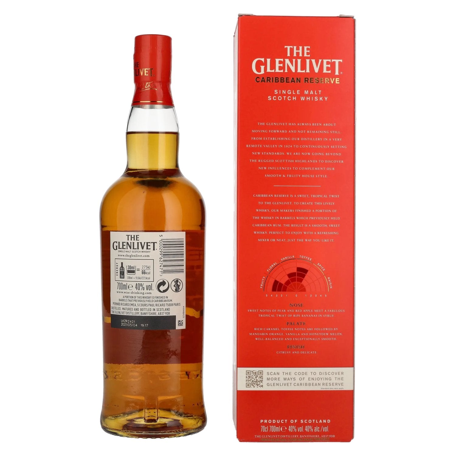 The Glenlivet Caribbean Reserve Single Malt Scotch Whisky 40% Vol. 0,7l in gift box