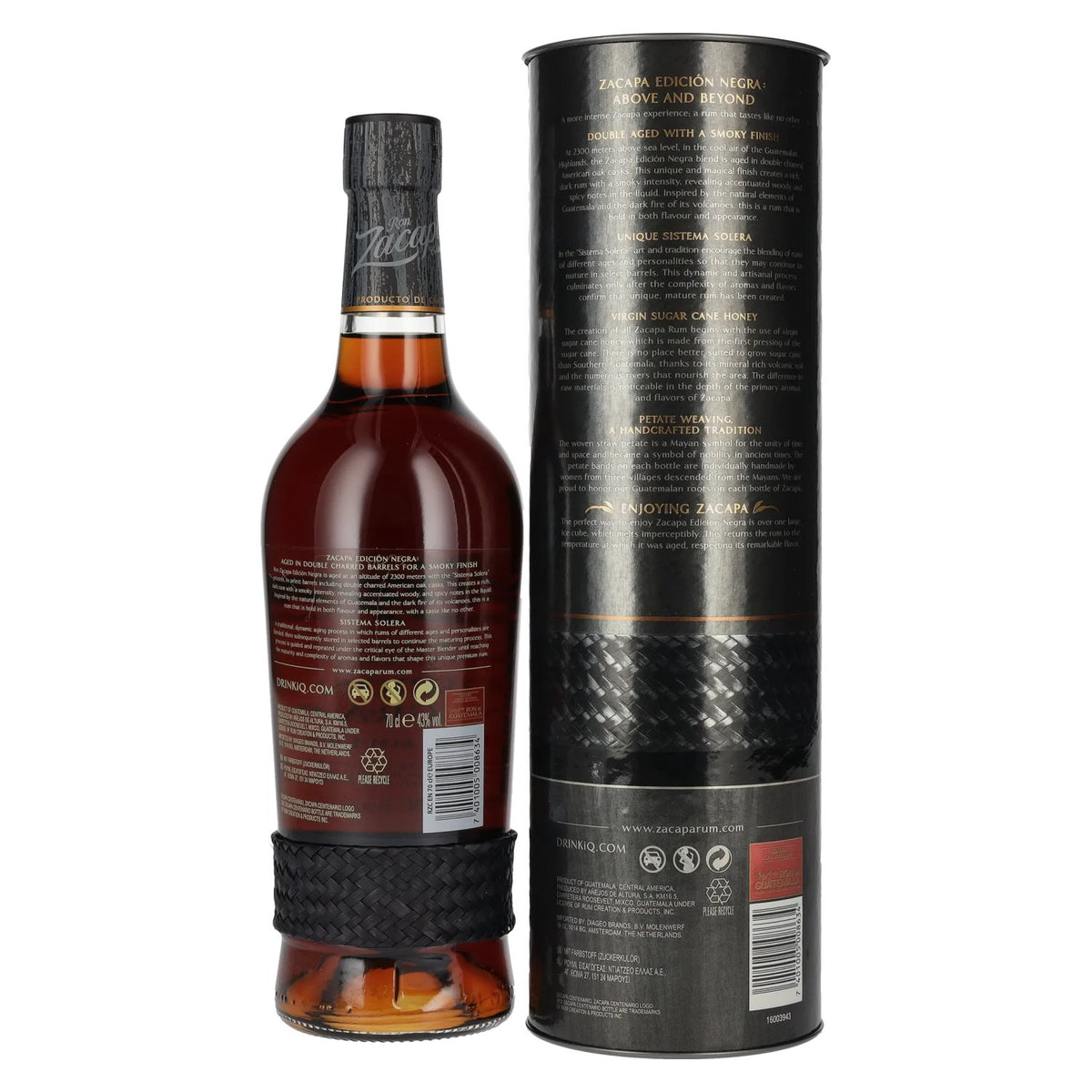 Ron Zacapa Centenario EDICIÓN NEGRA Sistema Solera Gran Reserva 43 % vol., 0,7 l, dans un coffret cadeau
