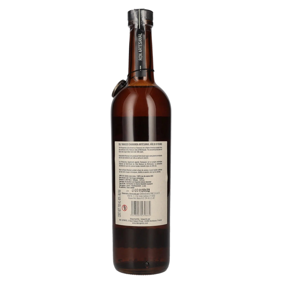 Sol Tarasco 8 ans d'âge AÑEJO Charanda Rhum 40 % vol. 0,7 l