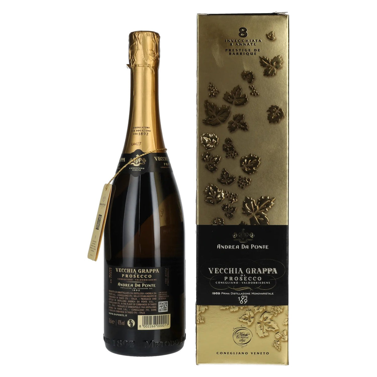 Andrea Da Ponte Vecchia Grappa di Prosecco 8 Annate 42% Vol. 0,7l in Geschenkbox