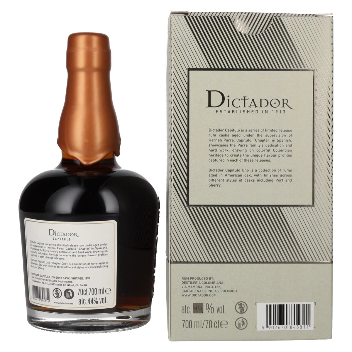 Dictador CHAPTER I 24-Year-Old Sherry Cask Colombian Aged Rum 1996 44% ABV 0.7l in a gift box