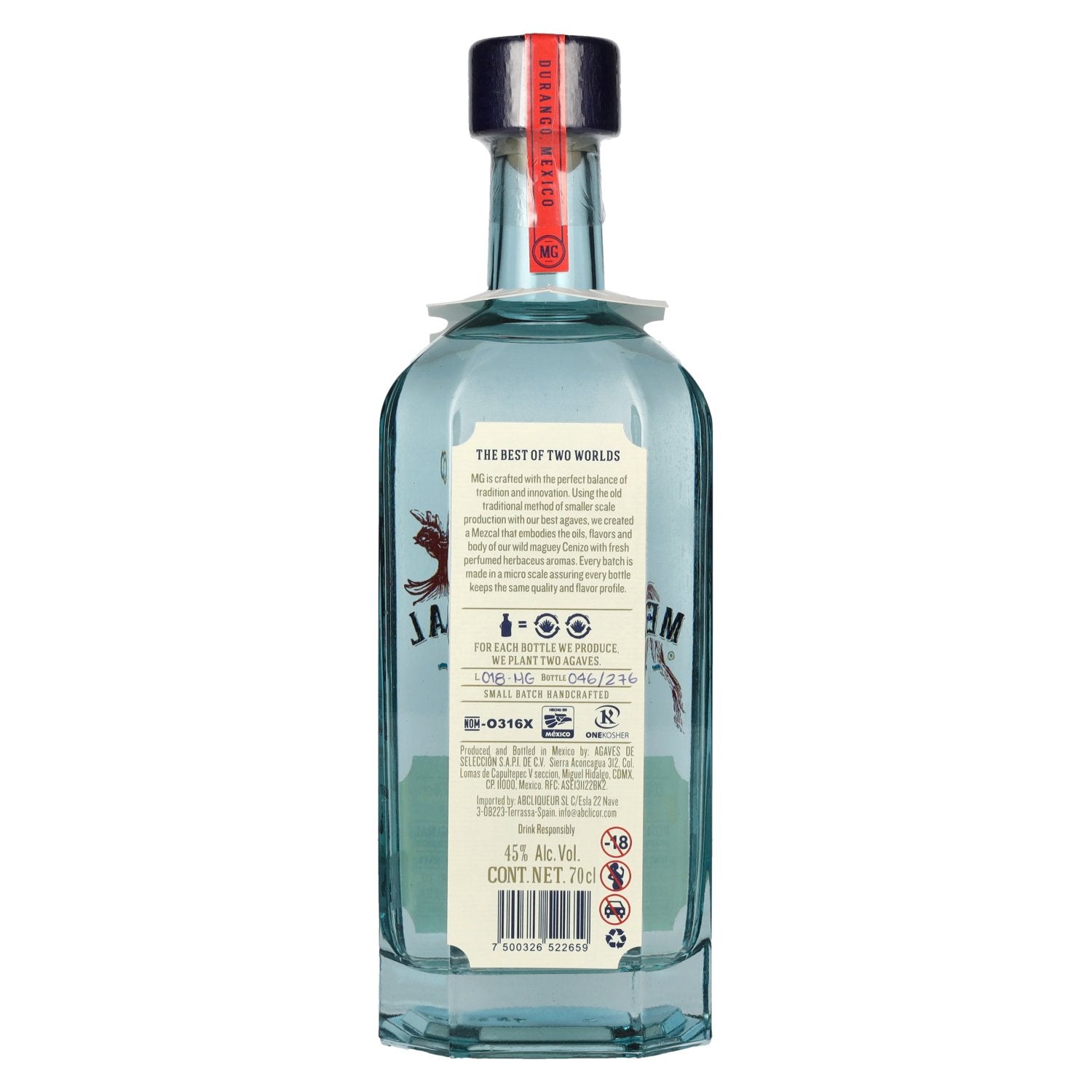 Mezcal MG Artesanal 100% Agave Durangensis DOP 45% Vol. 0,7l