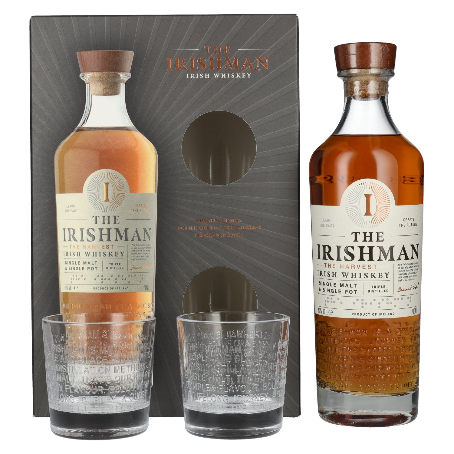 The Irishman THE HARVEST Single Malt Irish Whiskey 40% Vol. 0,7l en coffret cadeau avec 2 verres