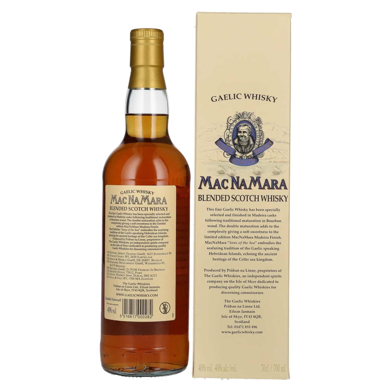 Gaelic Whisky MACNAMARA Madeira Cask Finish Blended Scotch Whisky 40% Vol. 0,7l in gift box