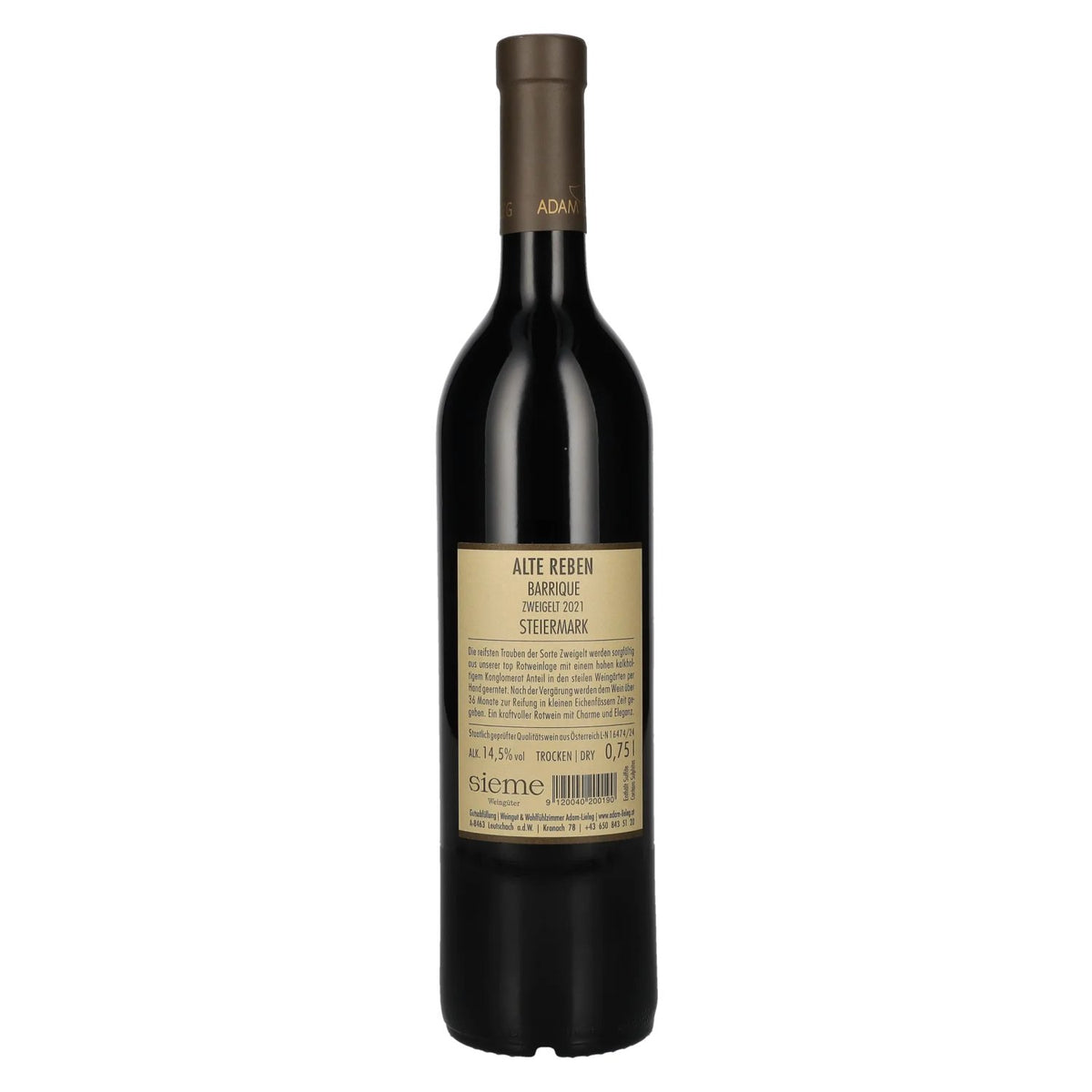 Adam-Lieleg Alte Reben Zweigelt Barrique Steiermark 2021 14,5% Vol. 0,75l