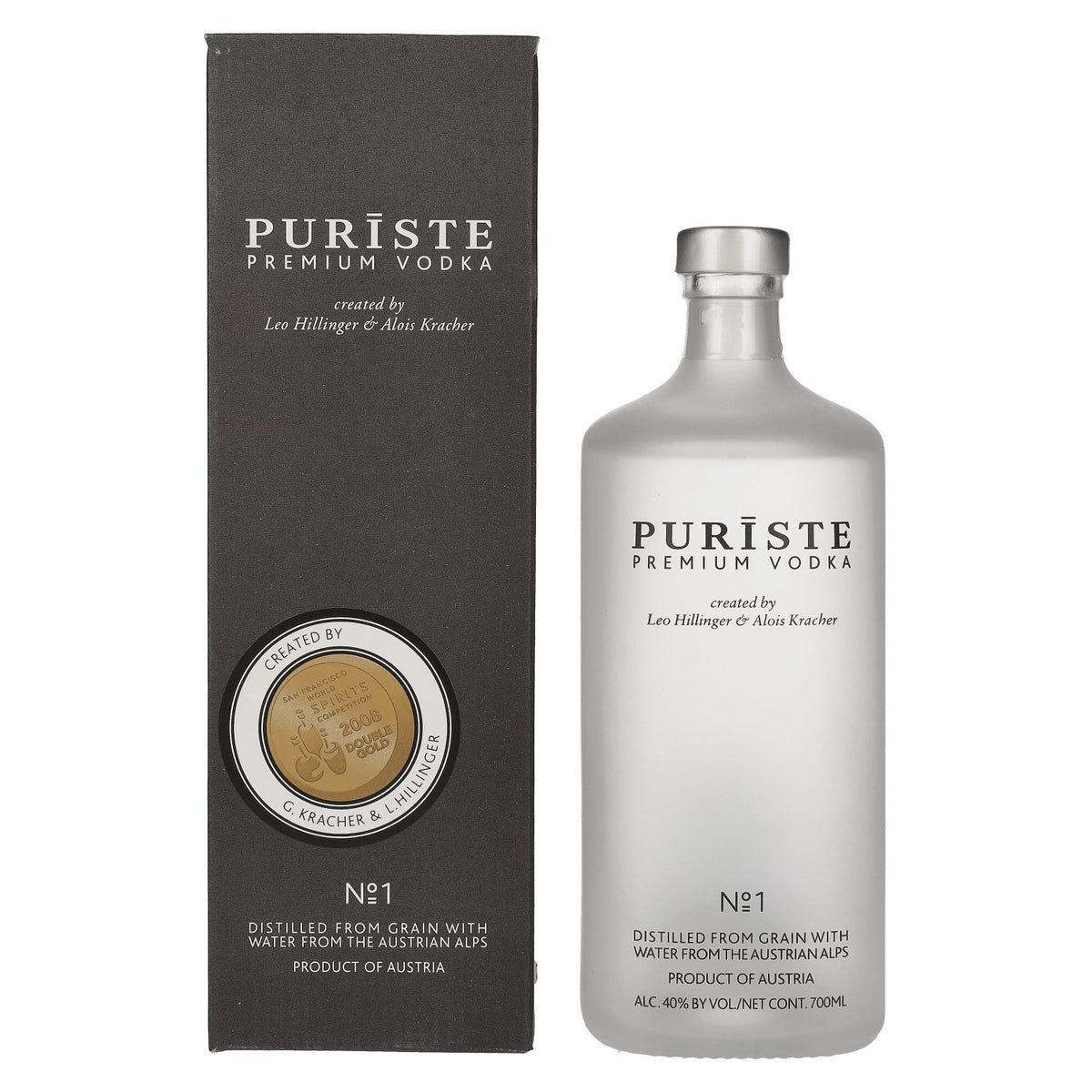 Puriste Premium Vodka No. 1 by Hillinger &amp; Kracher 40% ABV, 0.7 litres, in a gift box