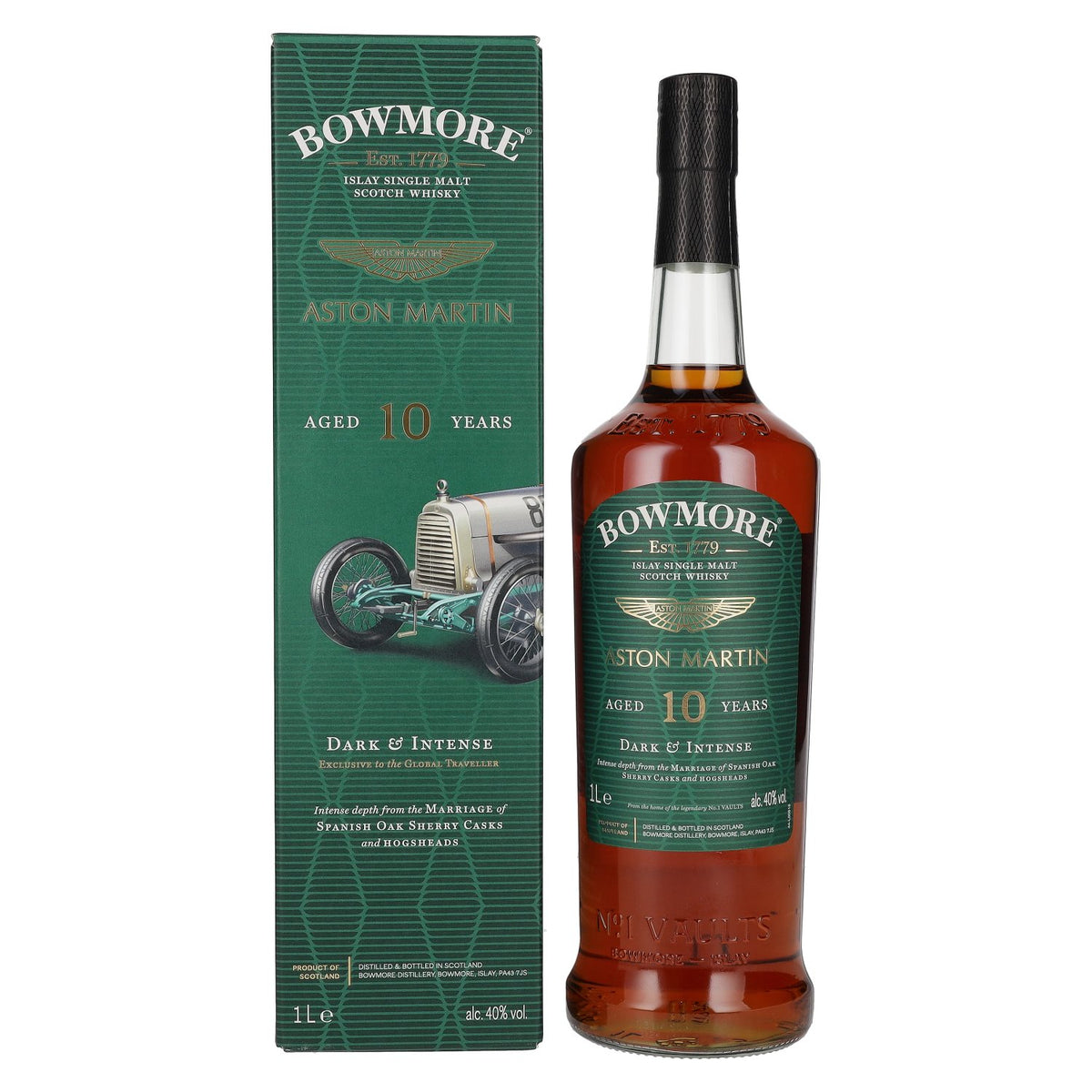Bowmore 10 Years Old ASTON MARTIN Donker &amp; Intens 40% Vol. 1l in geschenkverpakking