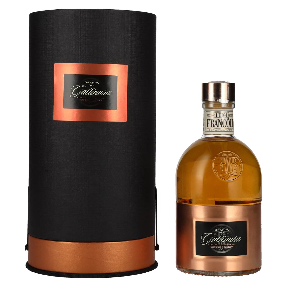 Grappa Luigi Francoli Gattinara Elvata vieillie en barriques, 44 % vol., 0,5 l, dans un coffret cadeau