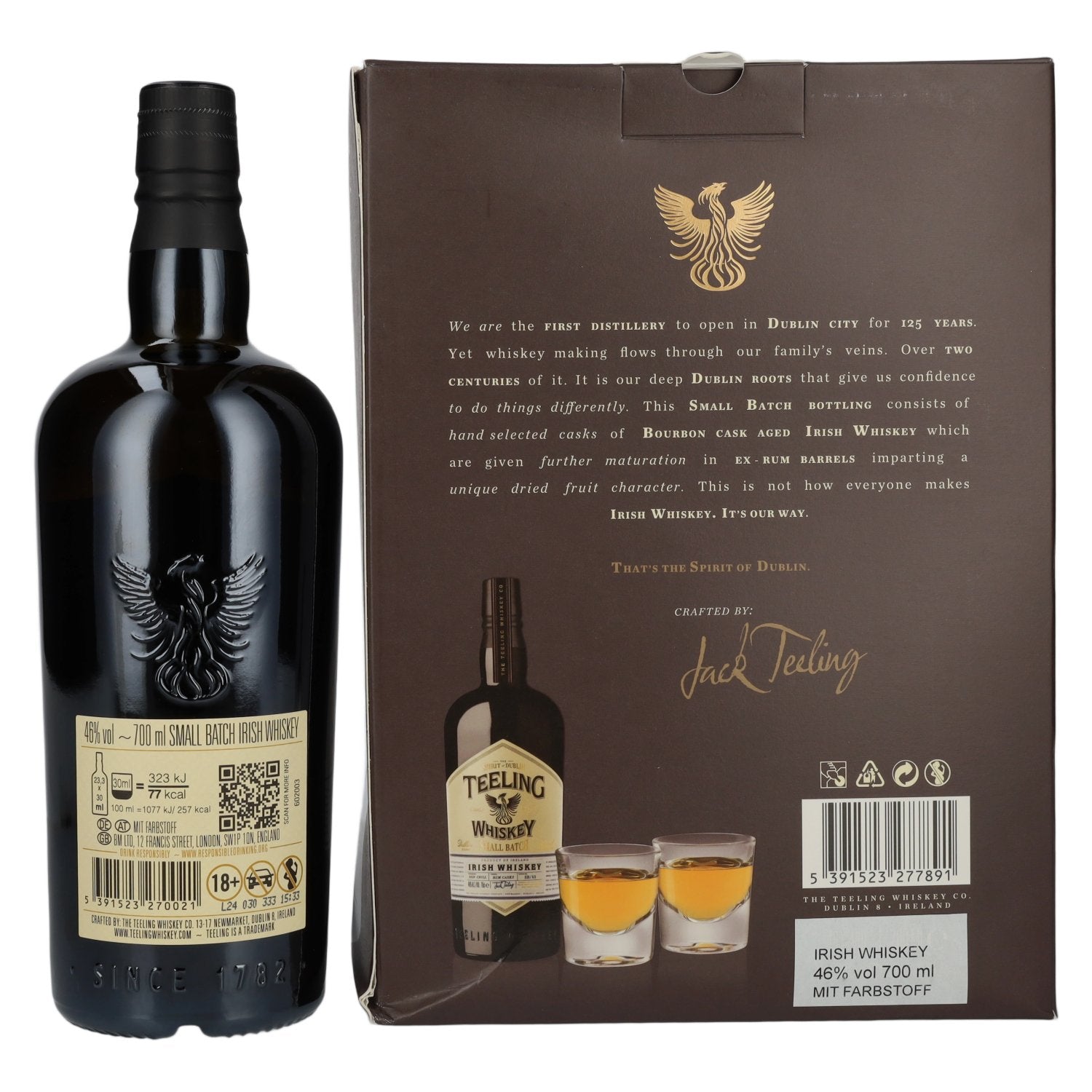 Teeling Whiskey SMALL BATCH Irish Whiskey Rum Cask 46% Vol. 0,7l in Geschenkbox mit 2 Gläsern