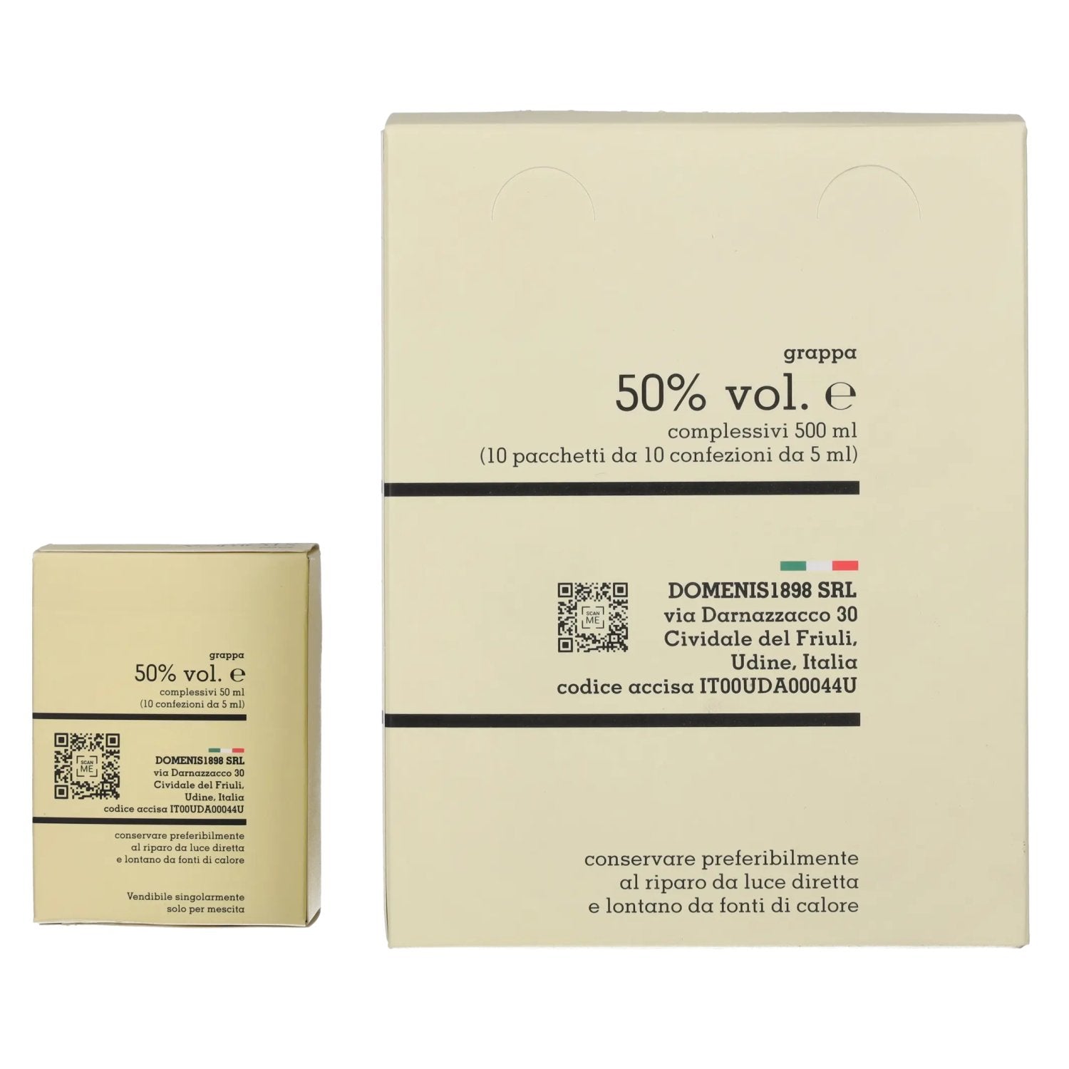 Domenis 1898 STORICA BIANCA Grappa 50% Vol. 10x10x0,005l in Geschenkbox