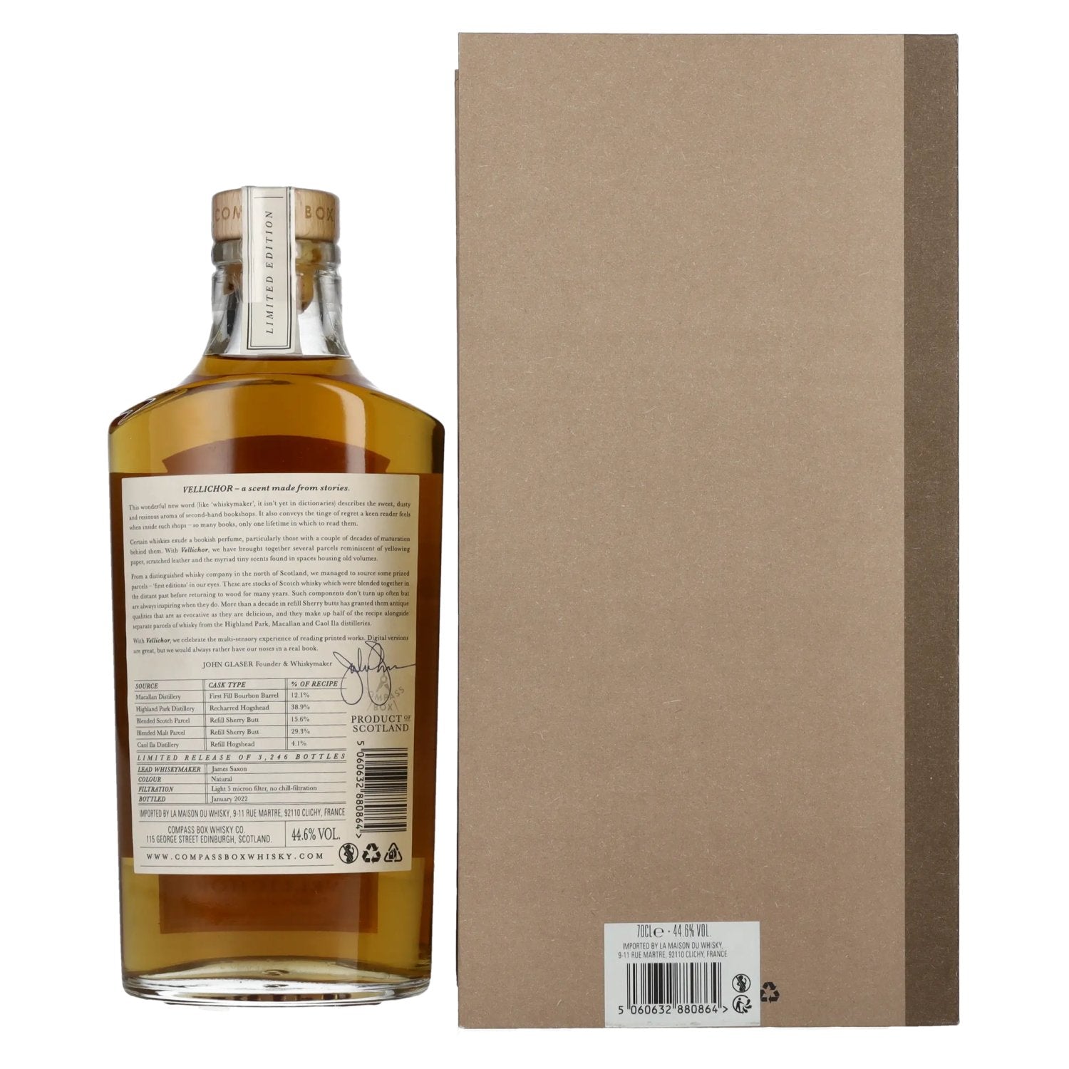 Compass Box VELLICHOR Blended Scotch Whisky 44,6% Vol. 0,7l in gift box