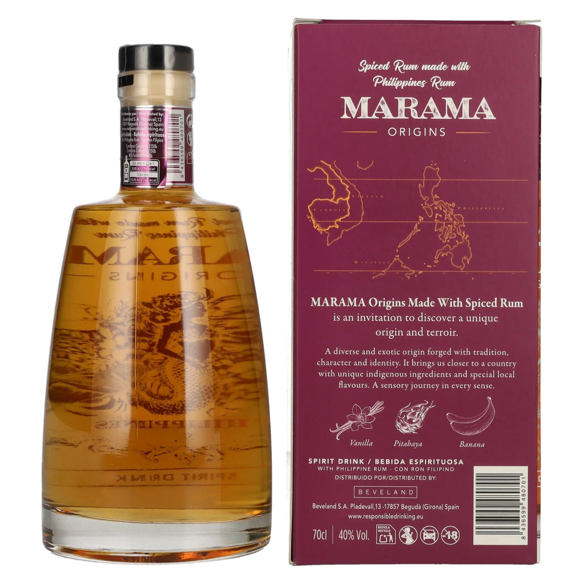 Marama Spiced Rum ORIGINS Philippines 40 % vol., 0,7 l, dans un coffret cadeau