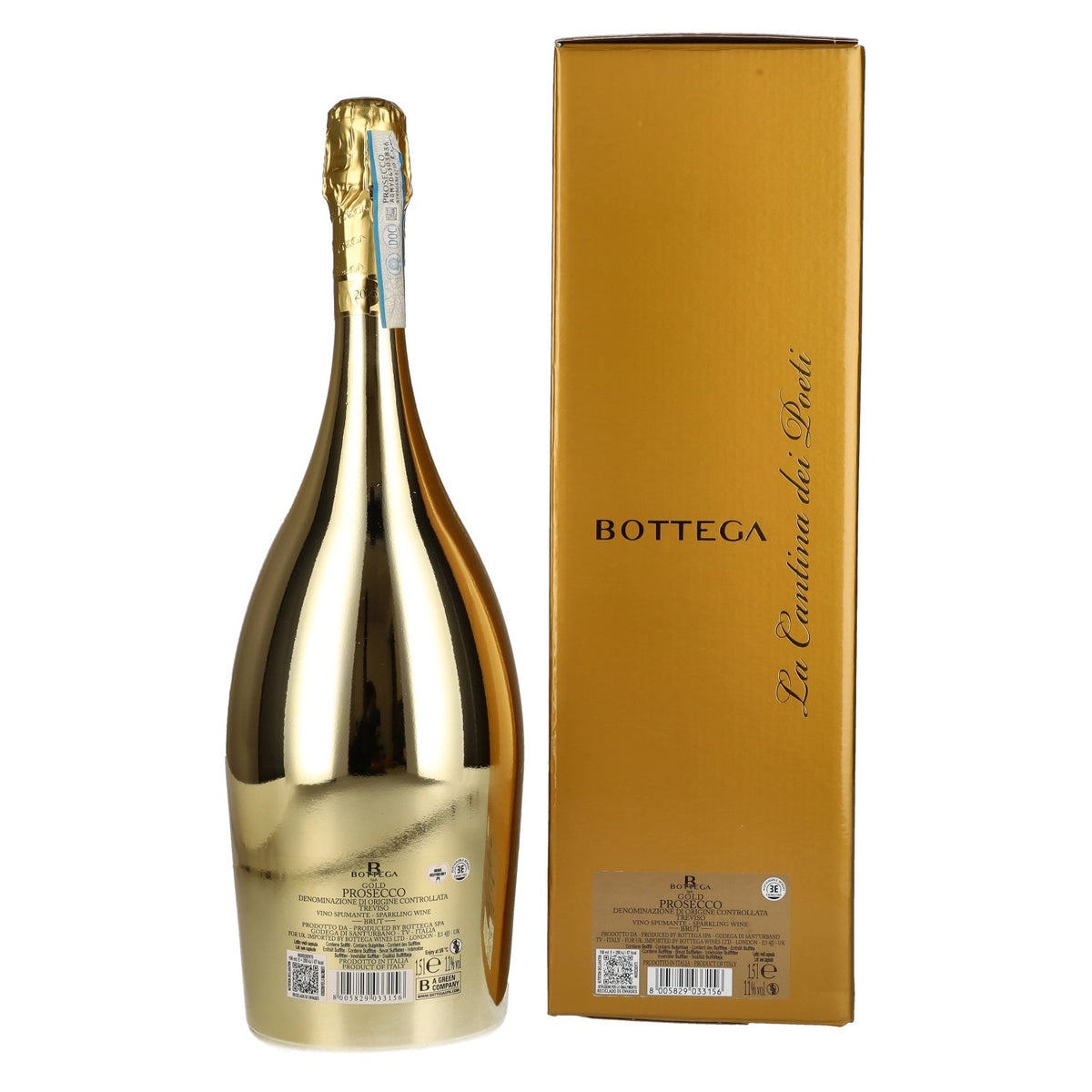 Bottega GOLD Prosecco Brut Millesimato DOC 2025 11% ABV 1.5 litres in a gift box