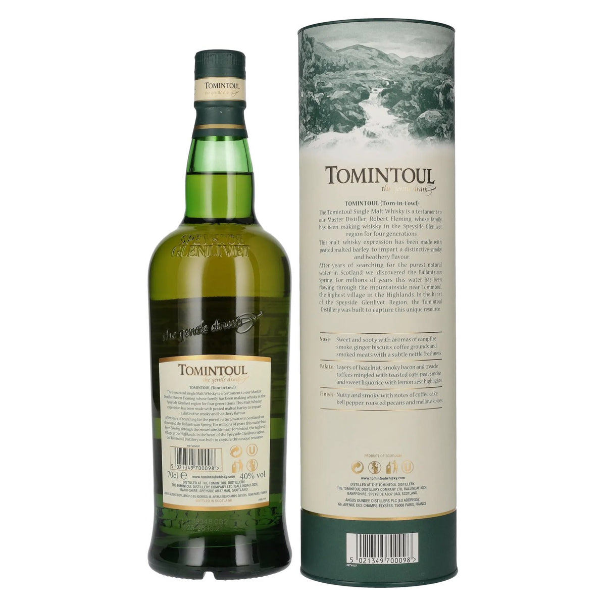 Tomintoul Single Peated Malt WITH A PEATY TANG 40% Vol. 0.7l in a gift box