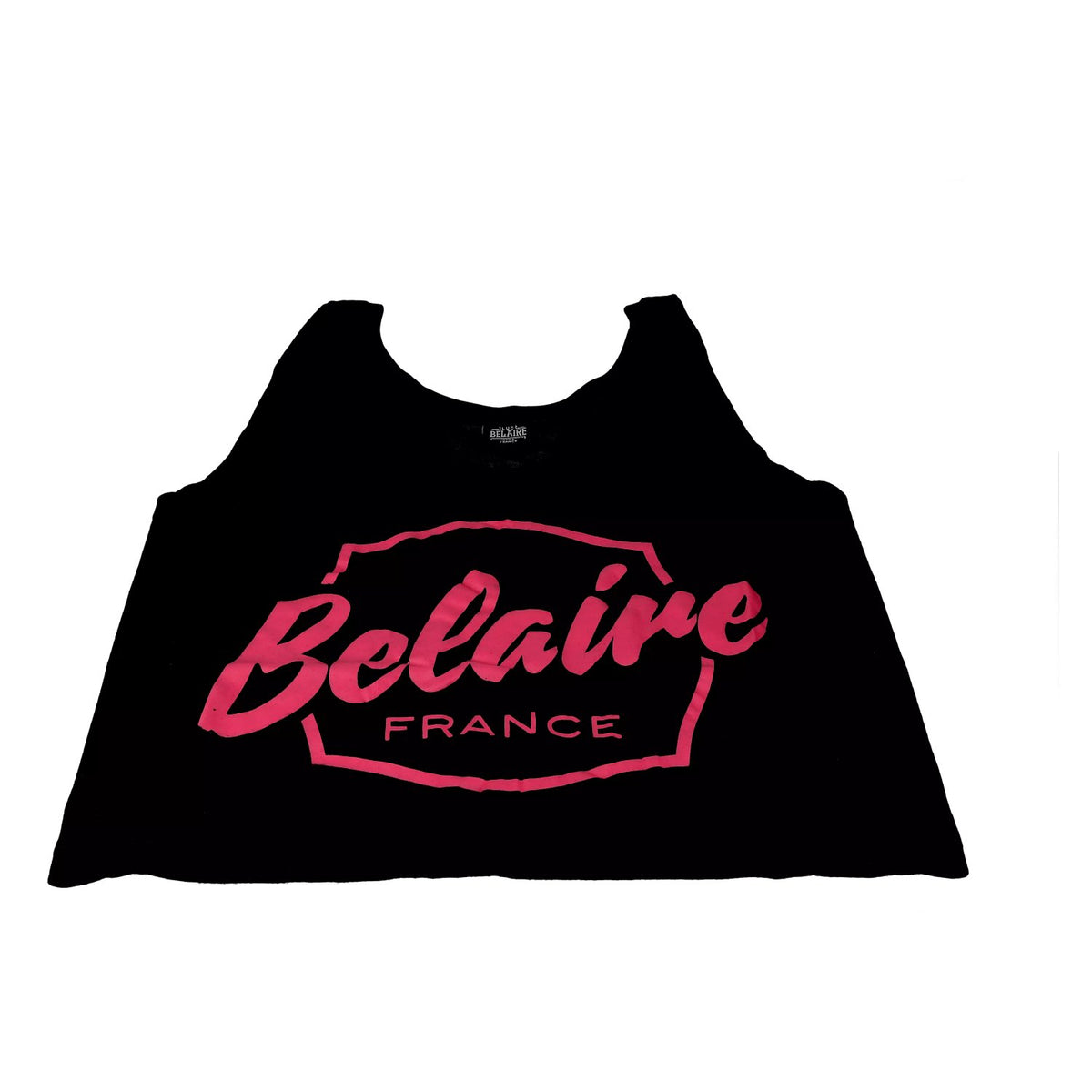 Luc Belaire Crop Tank Top, Black and Pink