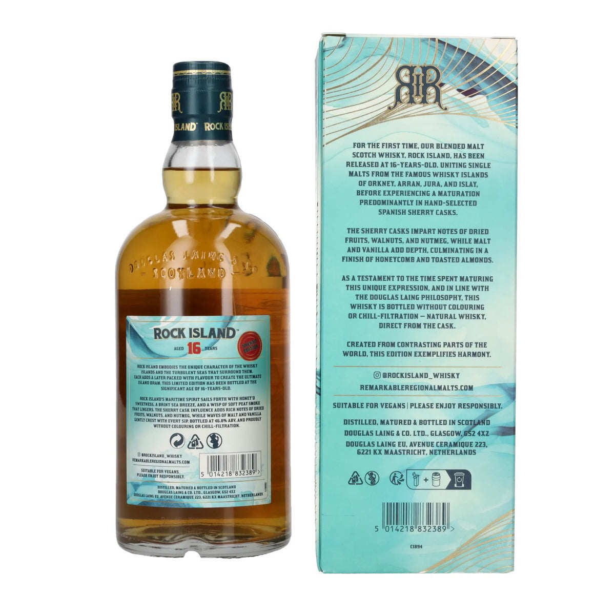 Douglas Laing ROCK ISLAND 16 Years Old Sherry Edition 46.8% ABV 0.7l in a gift box