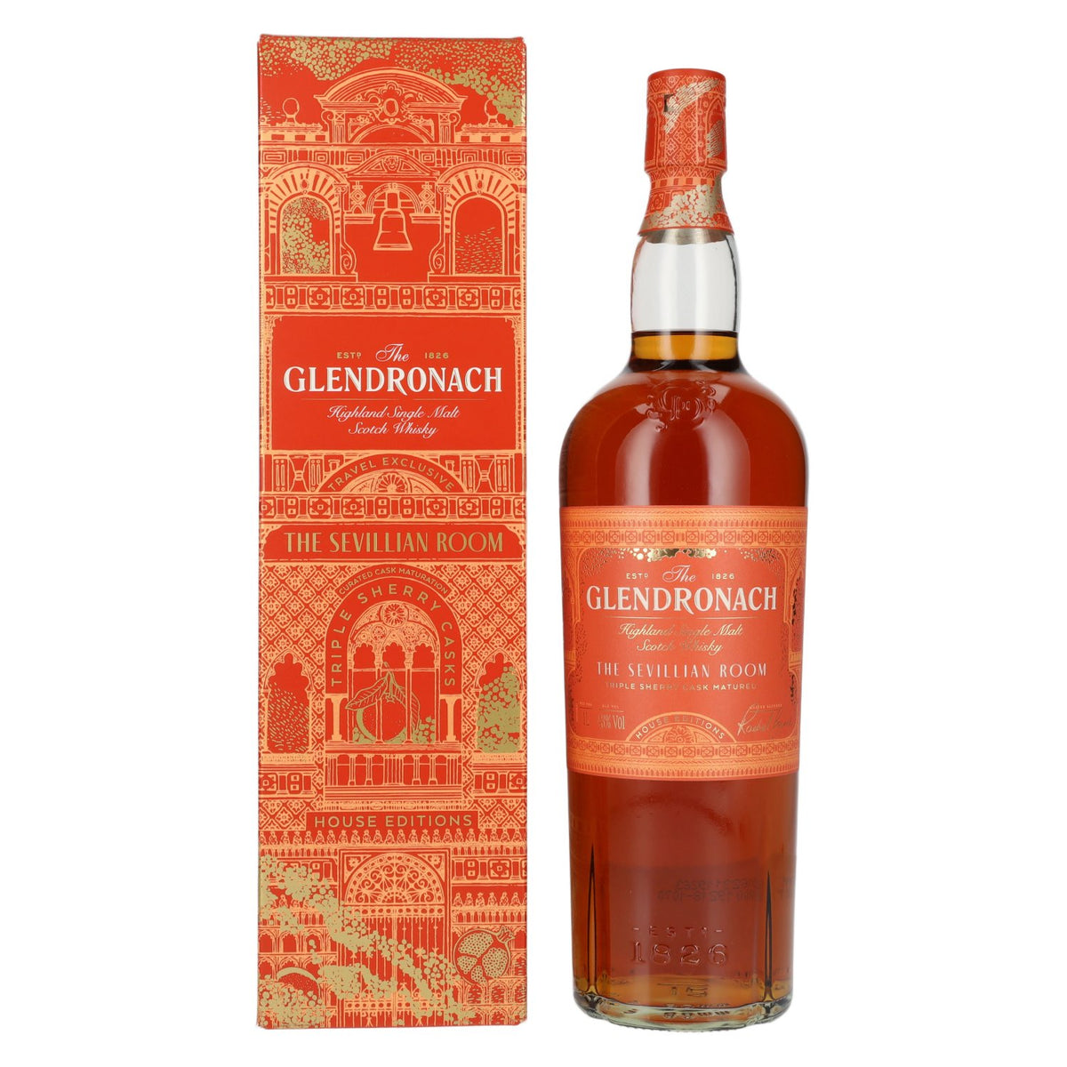 The GlenDronach House Editions THE SEVILLIAN ROOM Highland Single Malt 43 % vol., 1 l, dans un coffret cadeau