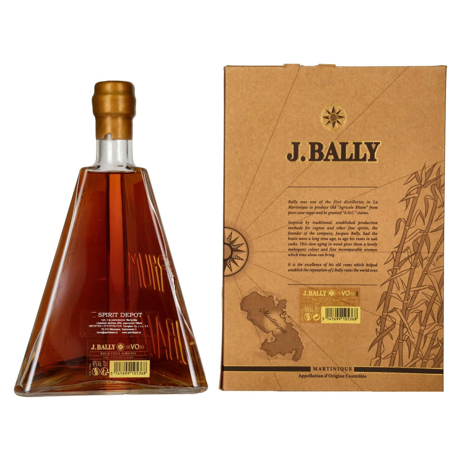 J. Bally Rhum Vieux Agricole Martinique VO 45% Vol. 0,7l in Geschenkbox