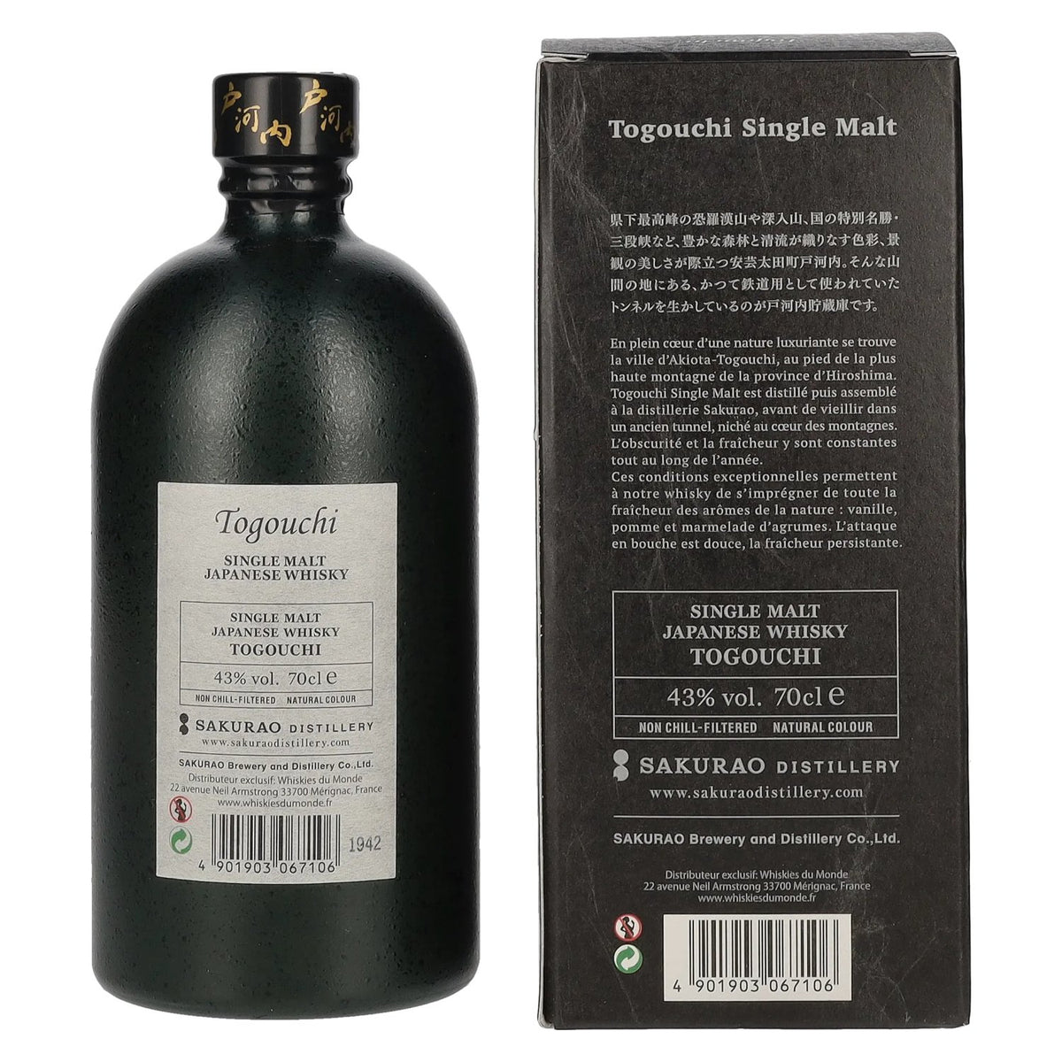 Togouchi Single Malt Japanse whisky 43% vol. 0,7 l in geschenkverpakking
