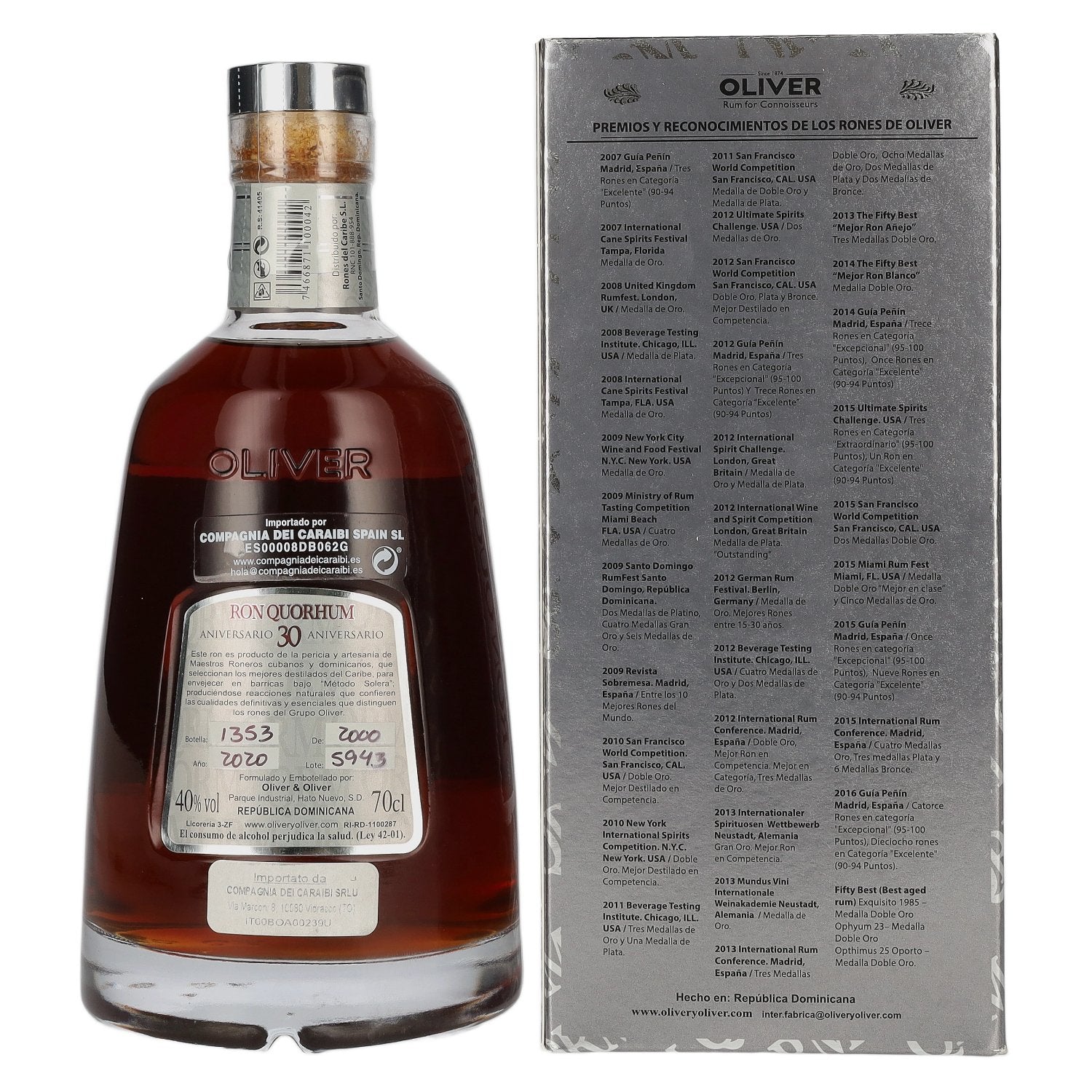 Ron Quorhum 30 Aniversario Old Vintage Rum 40% Vol. 0,7l in Geschenkbox