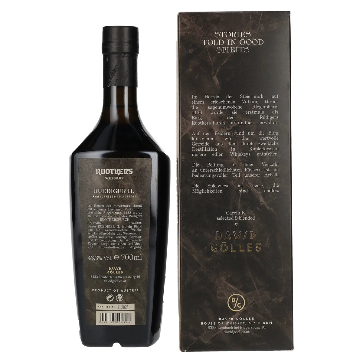 Ruotker's Whiskey RUEDIGER II, 43,3 % vol., 0,7 l, dans un coffret cadeau