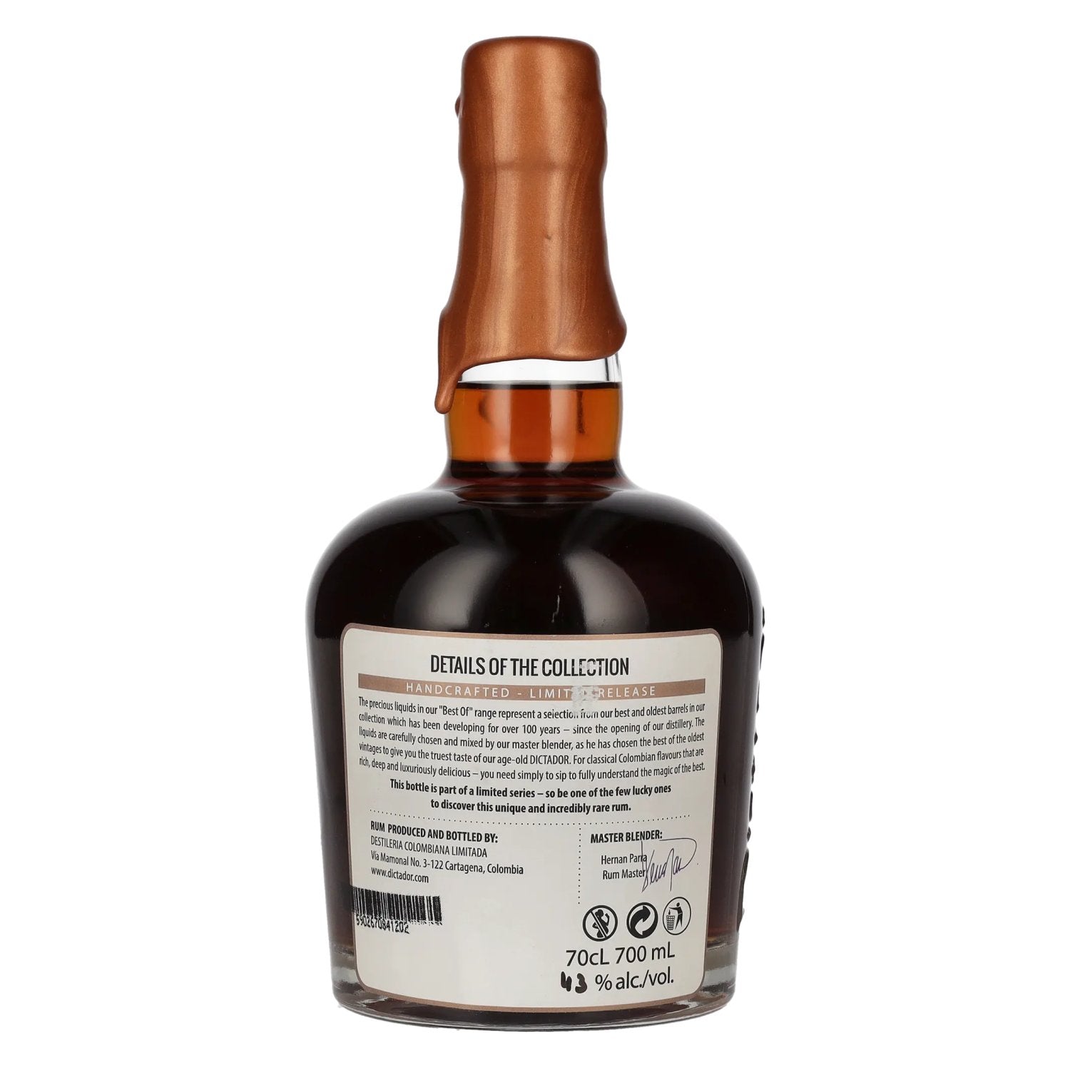 Dictador BEST OF 1987 APASIONADO Colombiaanse rum 30 jaar oud/020317/EX-P329 43% vol. 0,7 l