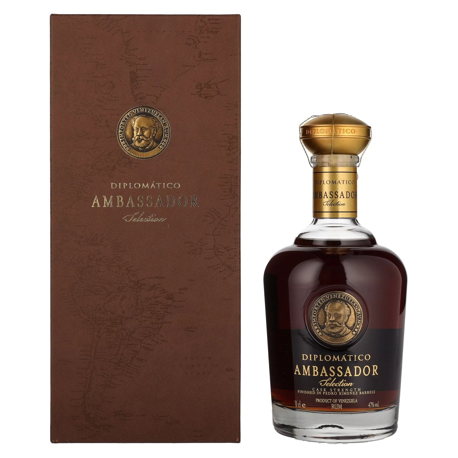 Diplomático AMBASSADOR Selection 47 % vol., 0,7 l, dans un coffret cadeau aspect cuir