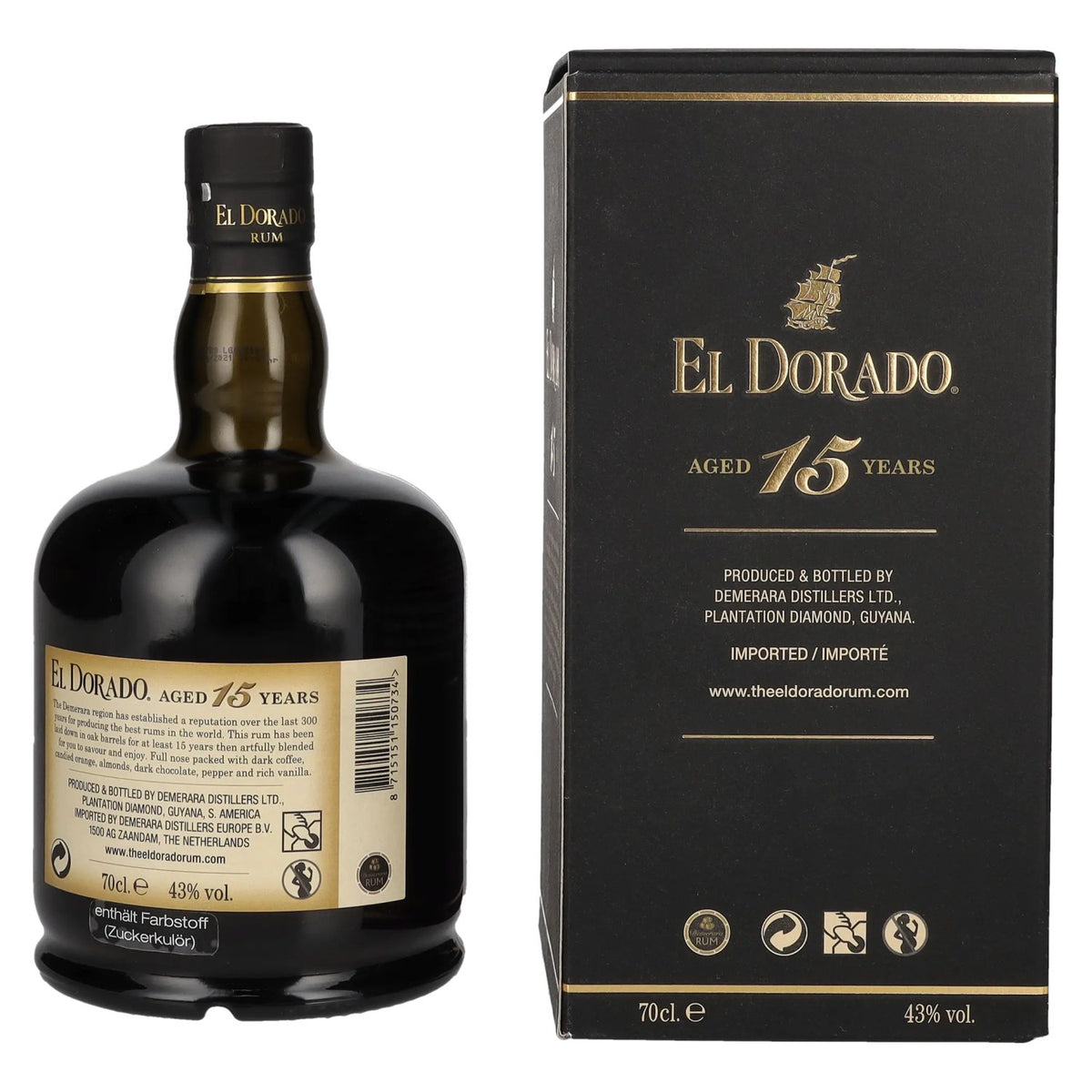 El Dorado 15 Years Old Finest Demerara Rum SPECIAL RESERVE 43% Vol. 0,7l in Geschenkbox
