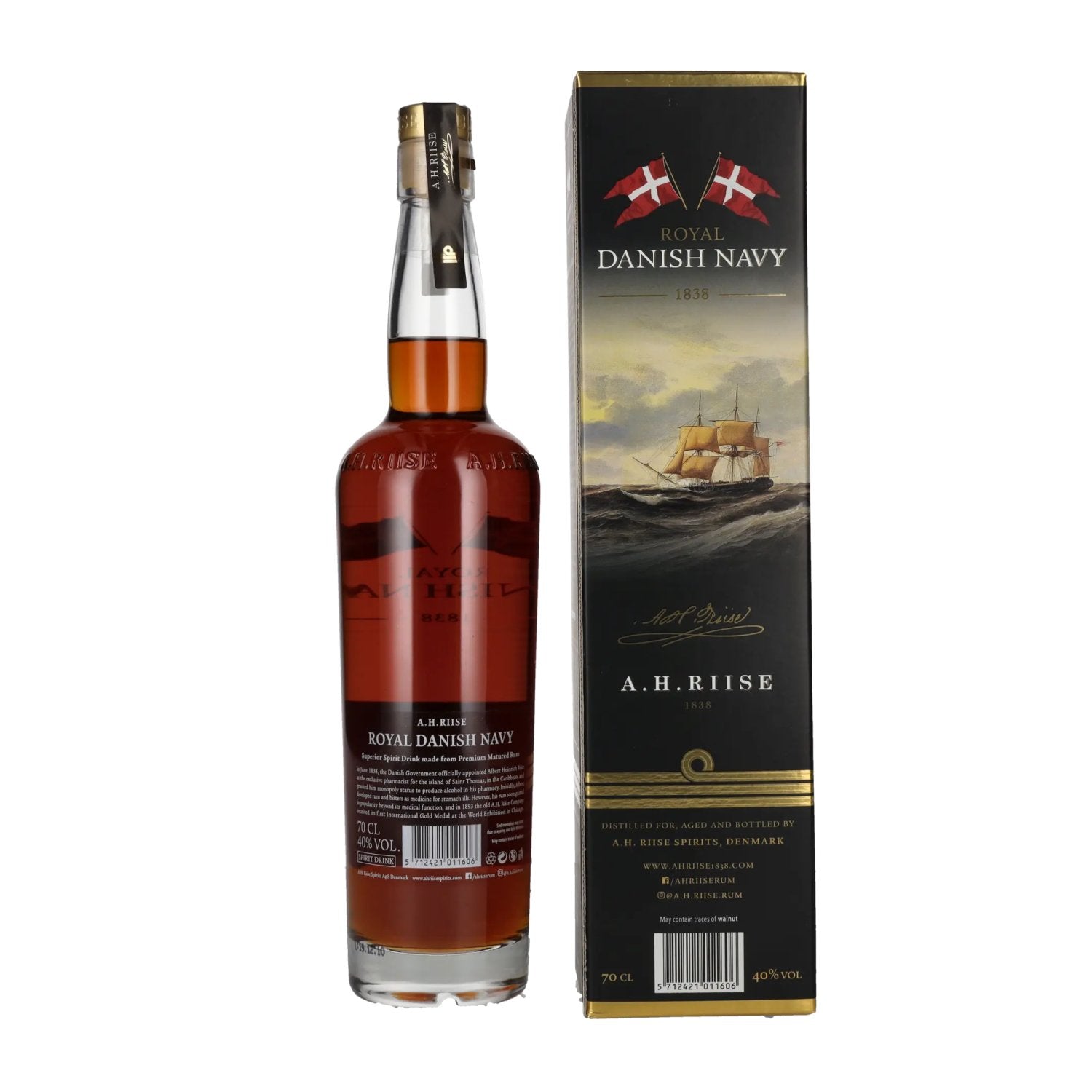 A.H. Riise Royal DANISH NAVY Superior Spirit Drink 40 % vol., 0,7 l, dans un coffret cadeau