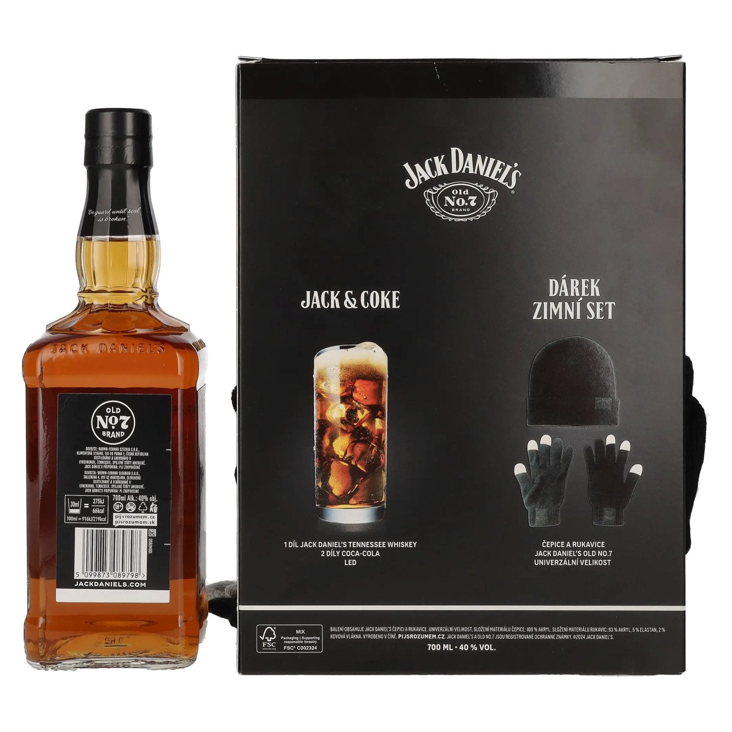 Jack Daniel's Tennessee Whiskey 40% Vol. 0,7l avec set d'hiver