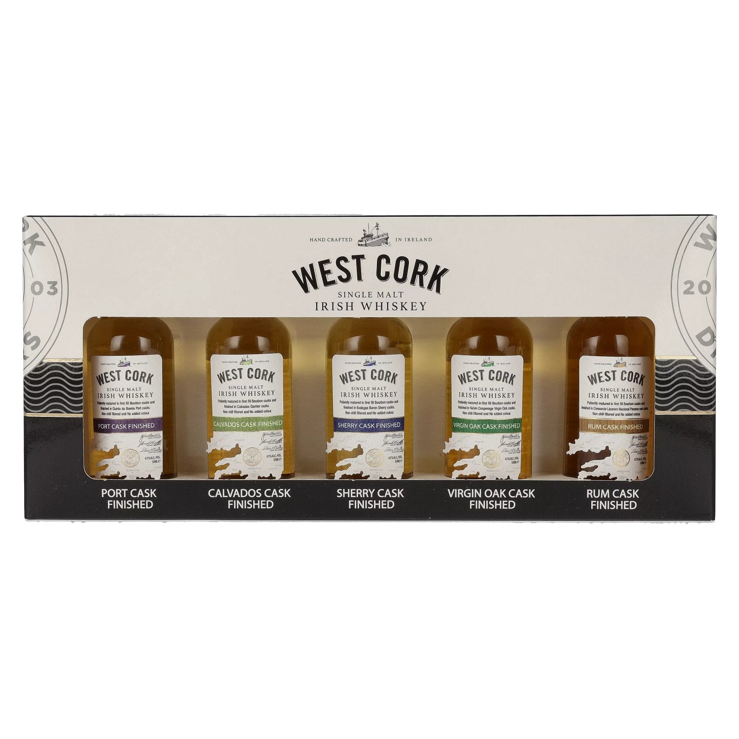 West Cork CASK COLLECTION Miniset 43% Vol. 5x0,05l in Geschenkbox