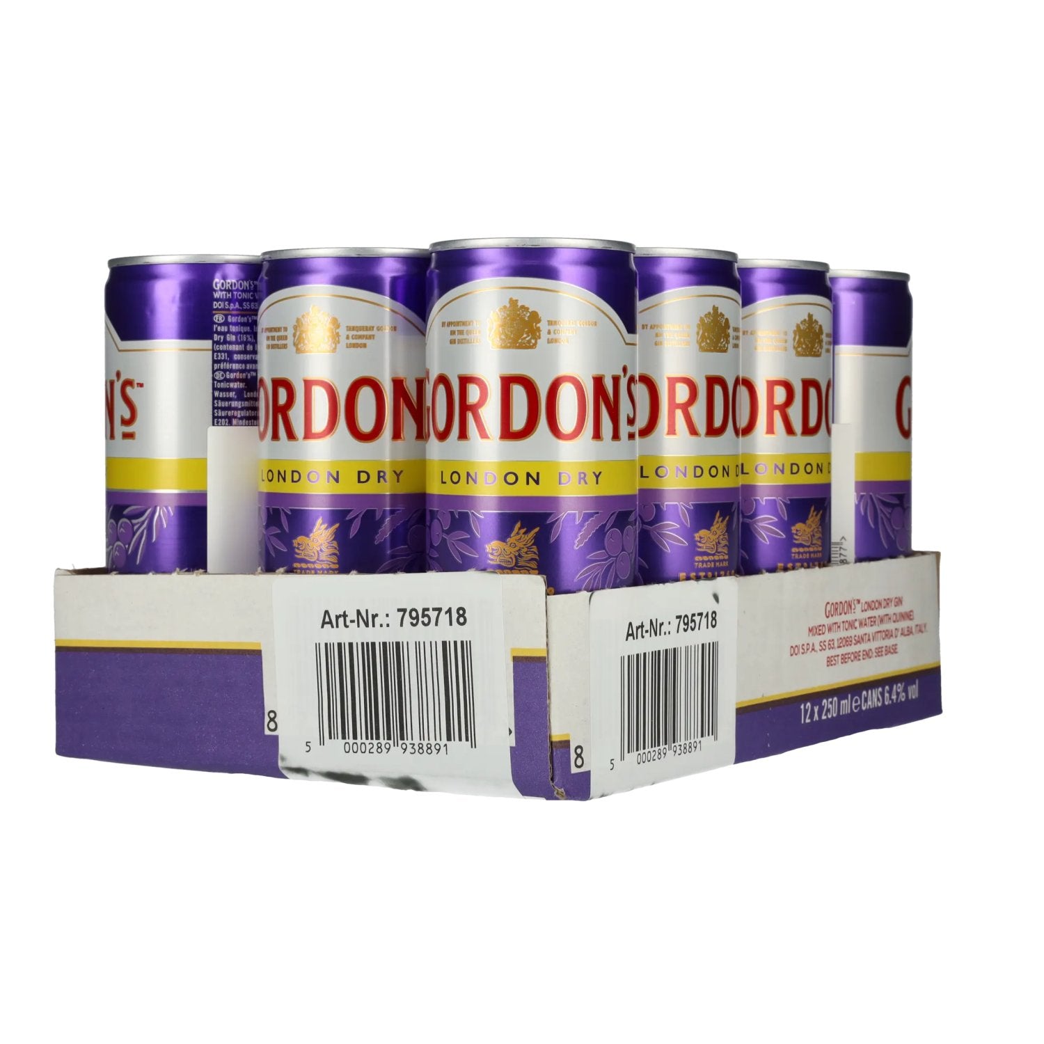 Gordon's London Dry Gin &amp; Tonic 6,4% vol. 12x0,25l canettes consignées