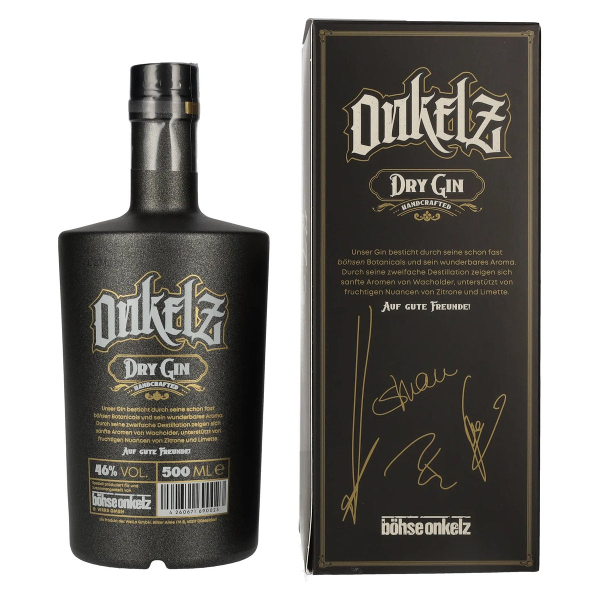 Böhse Onkelz Dry Gin artisanal 46 % vol., 0,5 l, dans un coffret cadeau