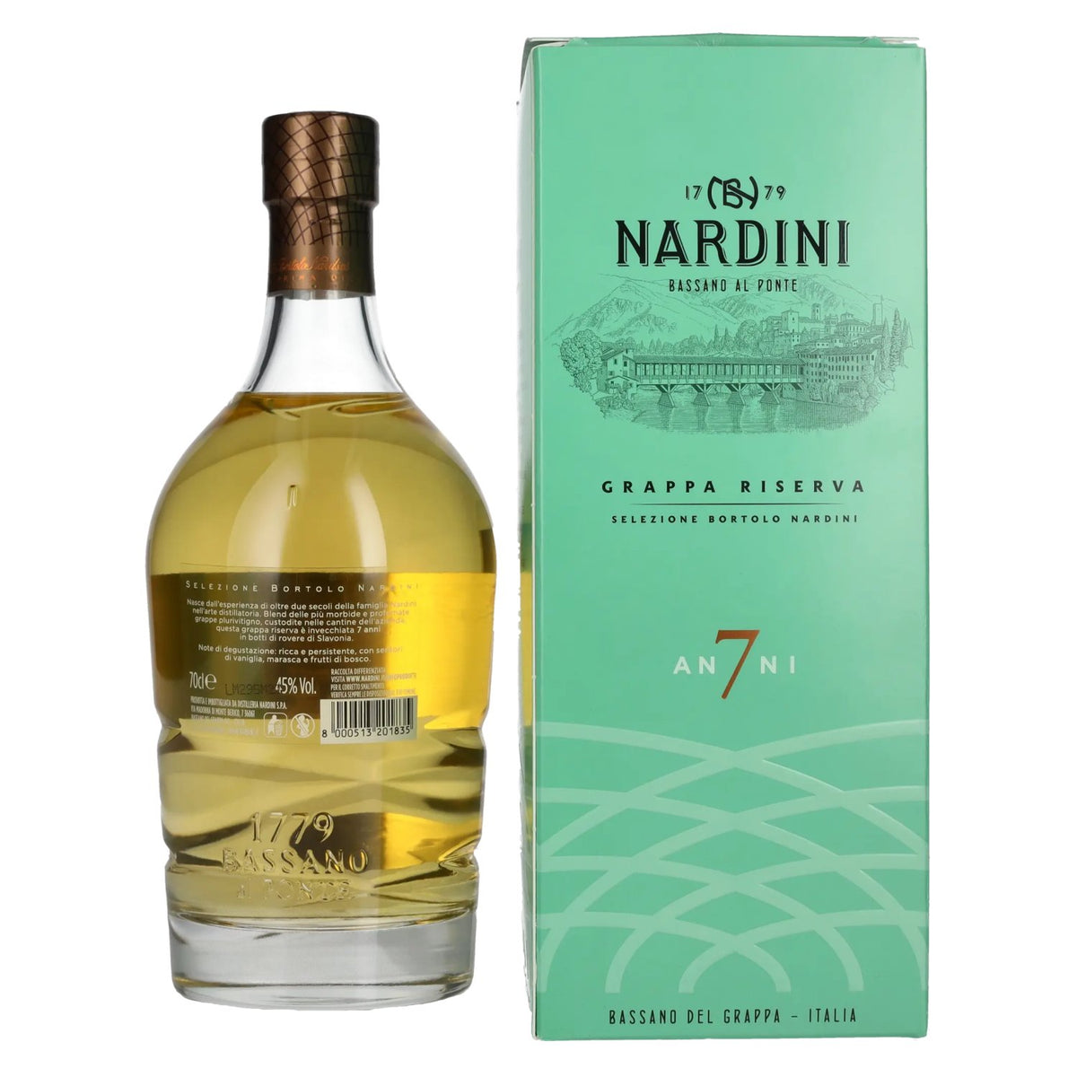 Nardini Grappa Riserva 7 ANNI 45% vol. 0.7l in a gift box