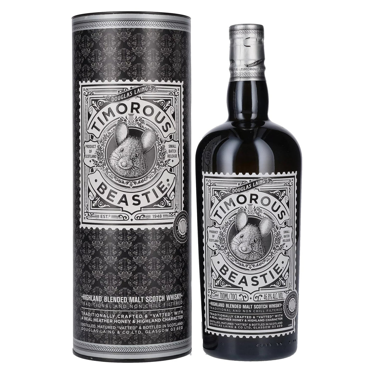 Douglas Laing Timorous Beastie Highland Blended Malt 46,8 % vol., 0,7 l, dans un coffret cadeau