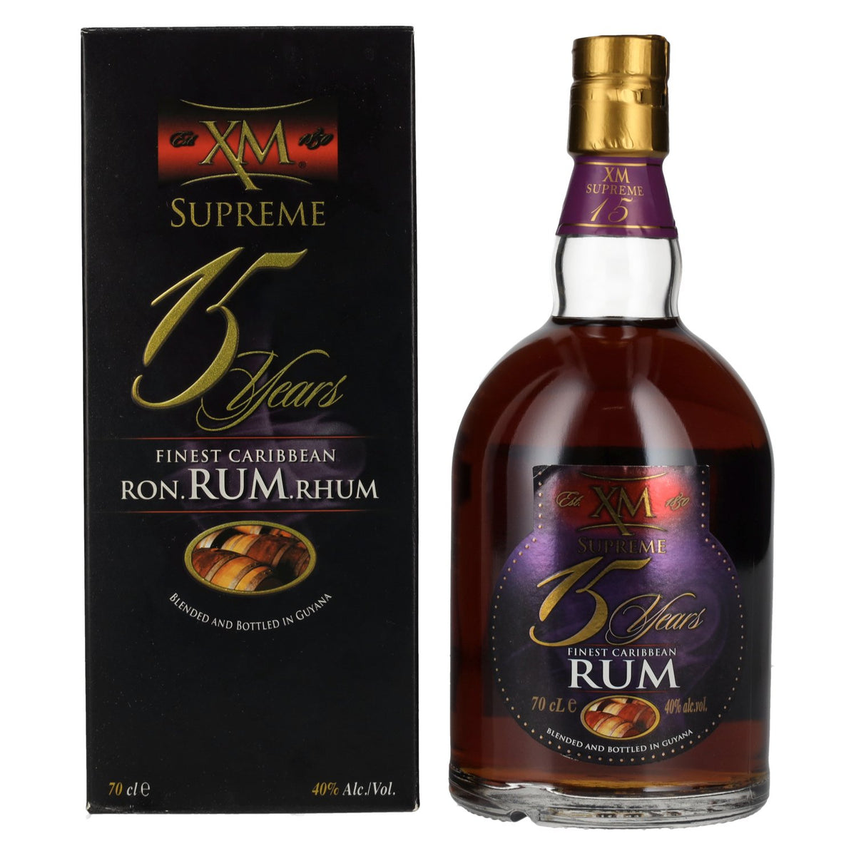 XM SUPREME 15 Years Old Finest Caribbean Rum 40% Vol. 0,7l in Geschenkbox