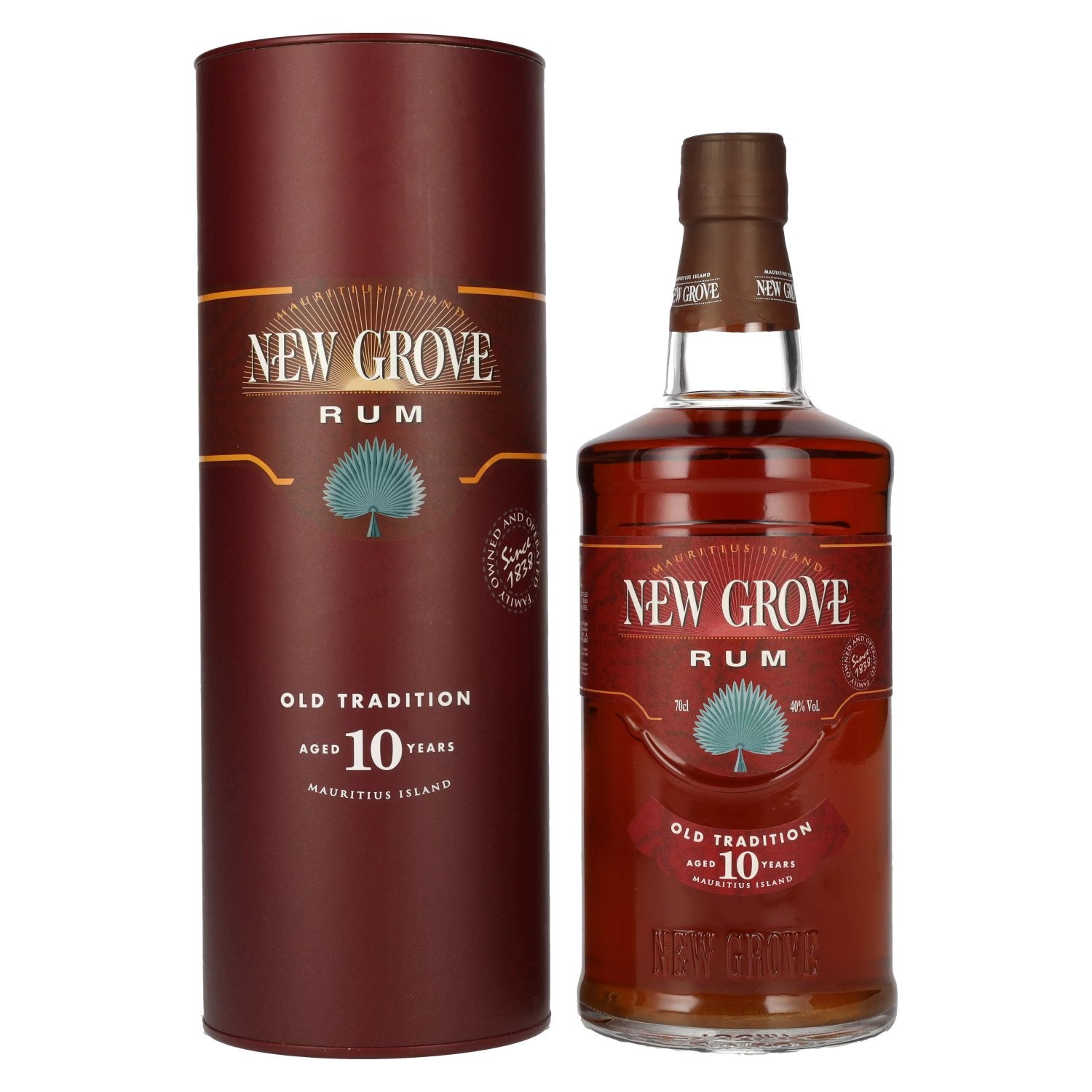 New Grove OLD TRADITION Rhum de l'île Maurice 10 ans d'âge, 40 % vol., 0,7 l, dans un coffret cadeau