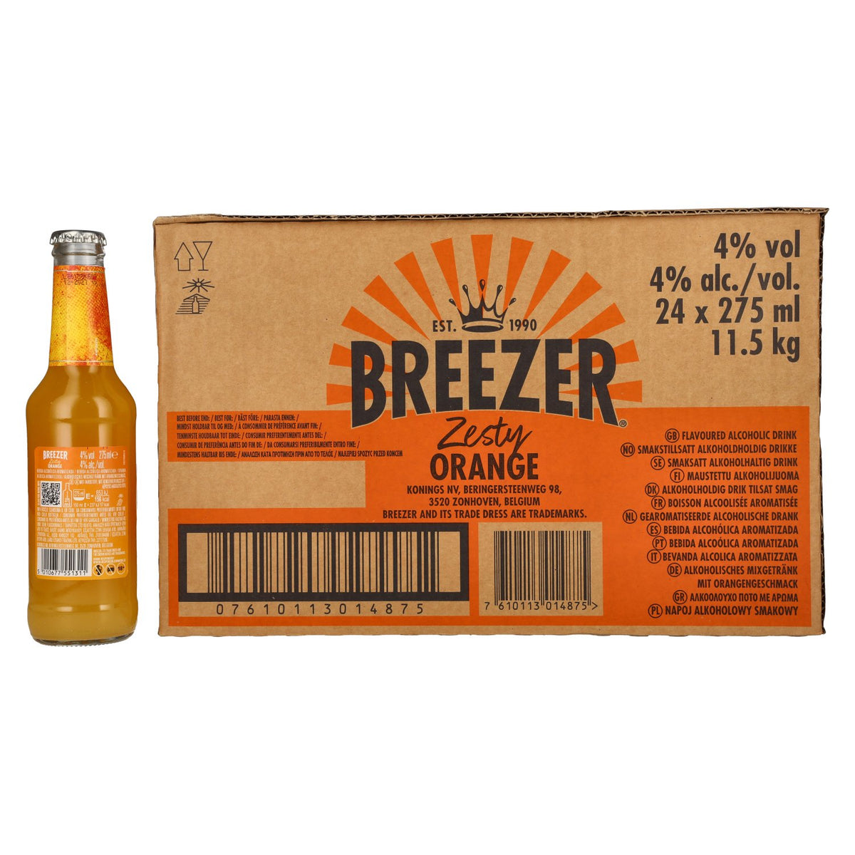Bacardi Breezer Zesty Orange 4% ABV 24 x 0.275 l