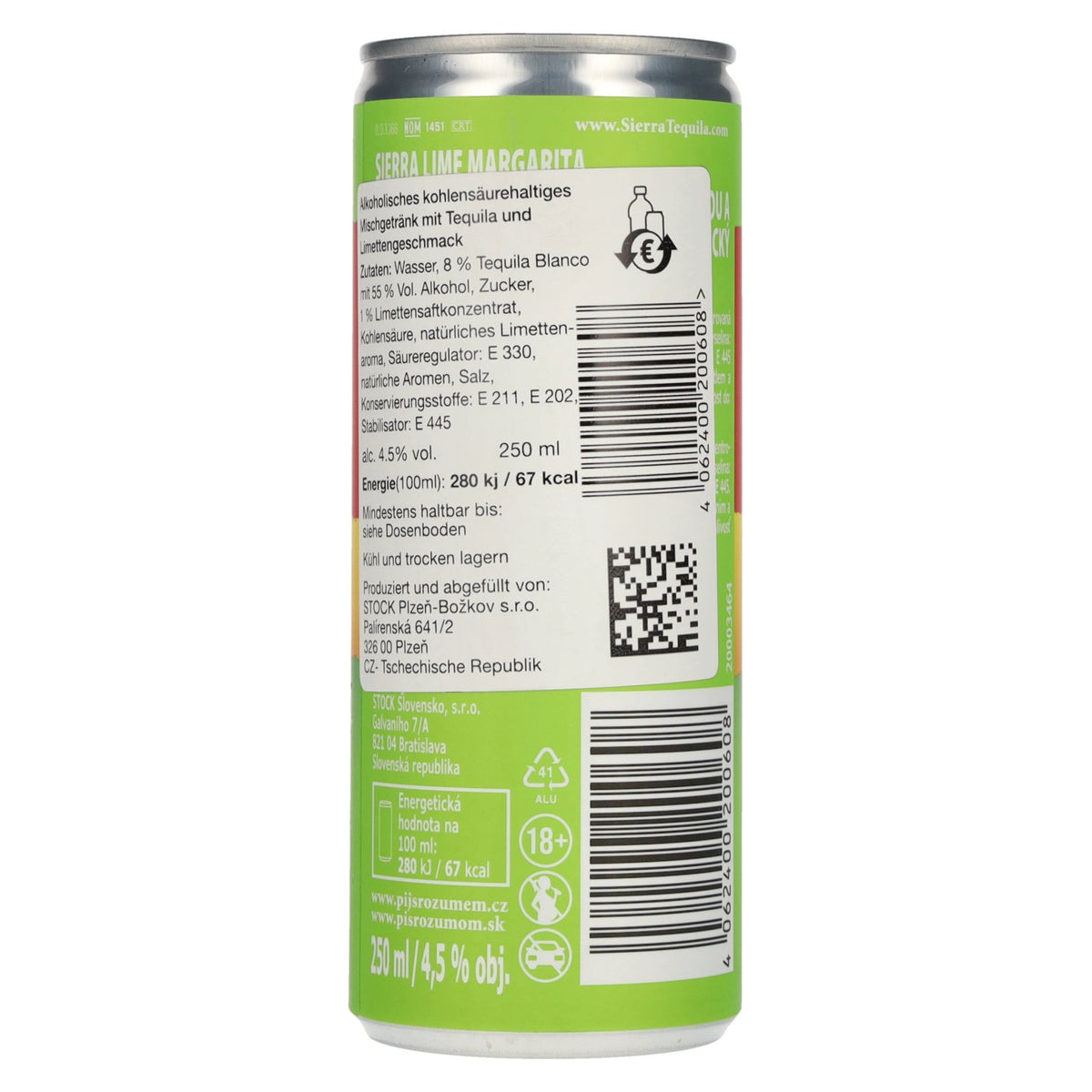 Sierra Lime Margarita 4,5% Vol. 0,25l Dose Pfand