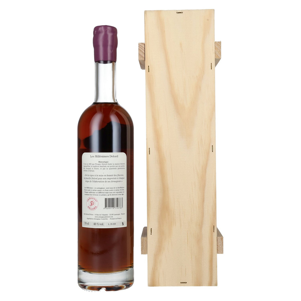 Vieux Armagnac Delord Vintage Récolte 1976 40 % vol. 0,7 l dans un coffret en bois
