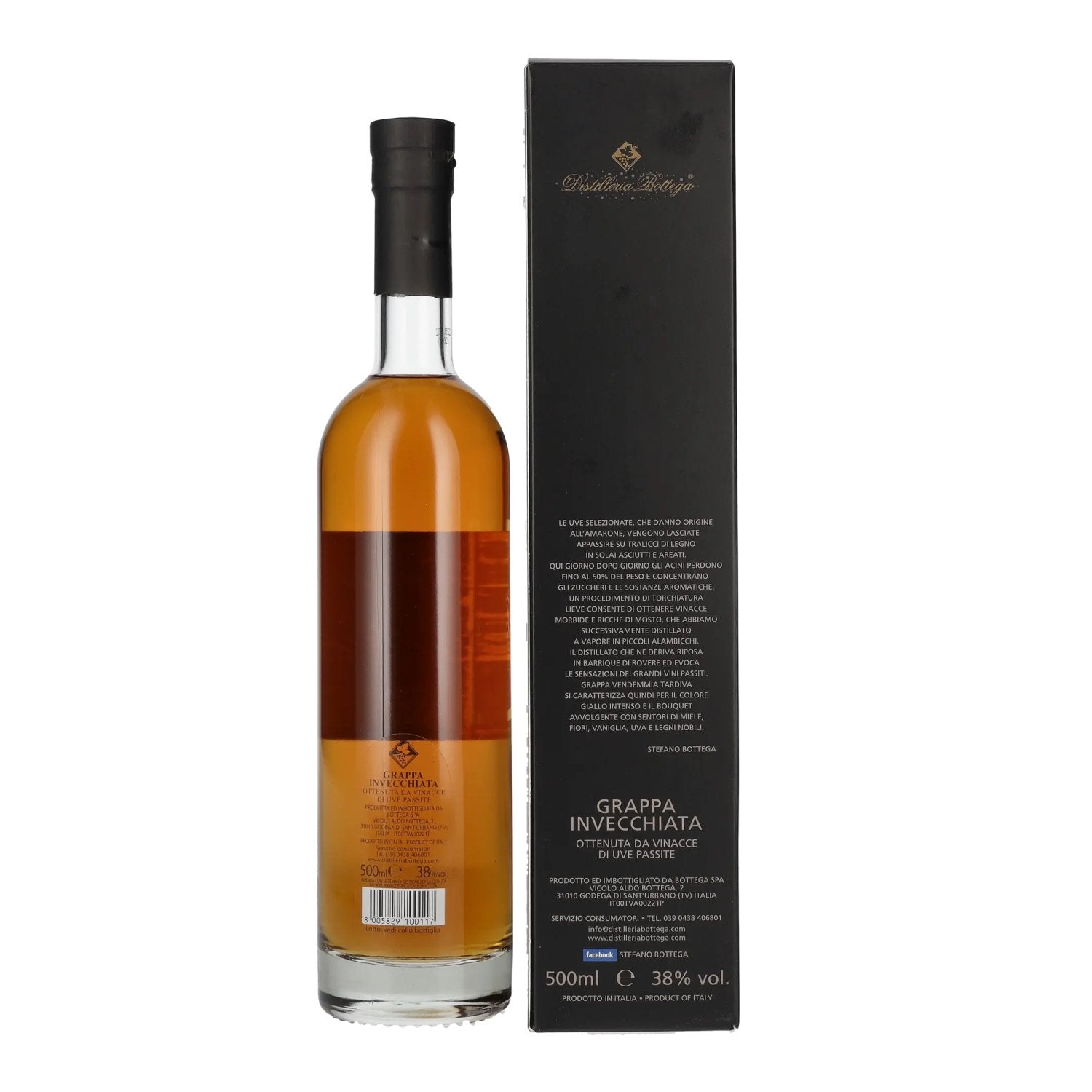 Bottega Grappa Invecchiata Tardiva 38% Vol. 0,5l in Geschenkbox