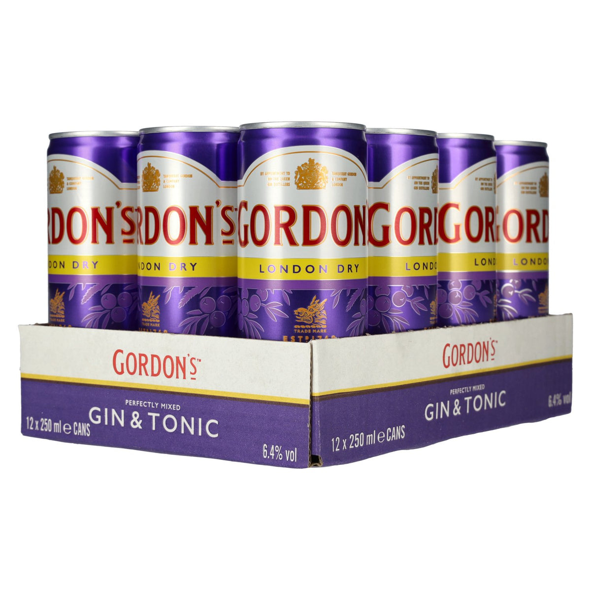 Gordon's Gin London Dry &amp; Tonic 6.4% ABV, 12 x 0.25l tins (deposit required)