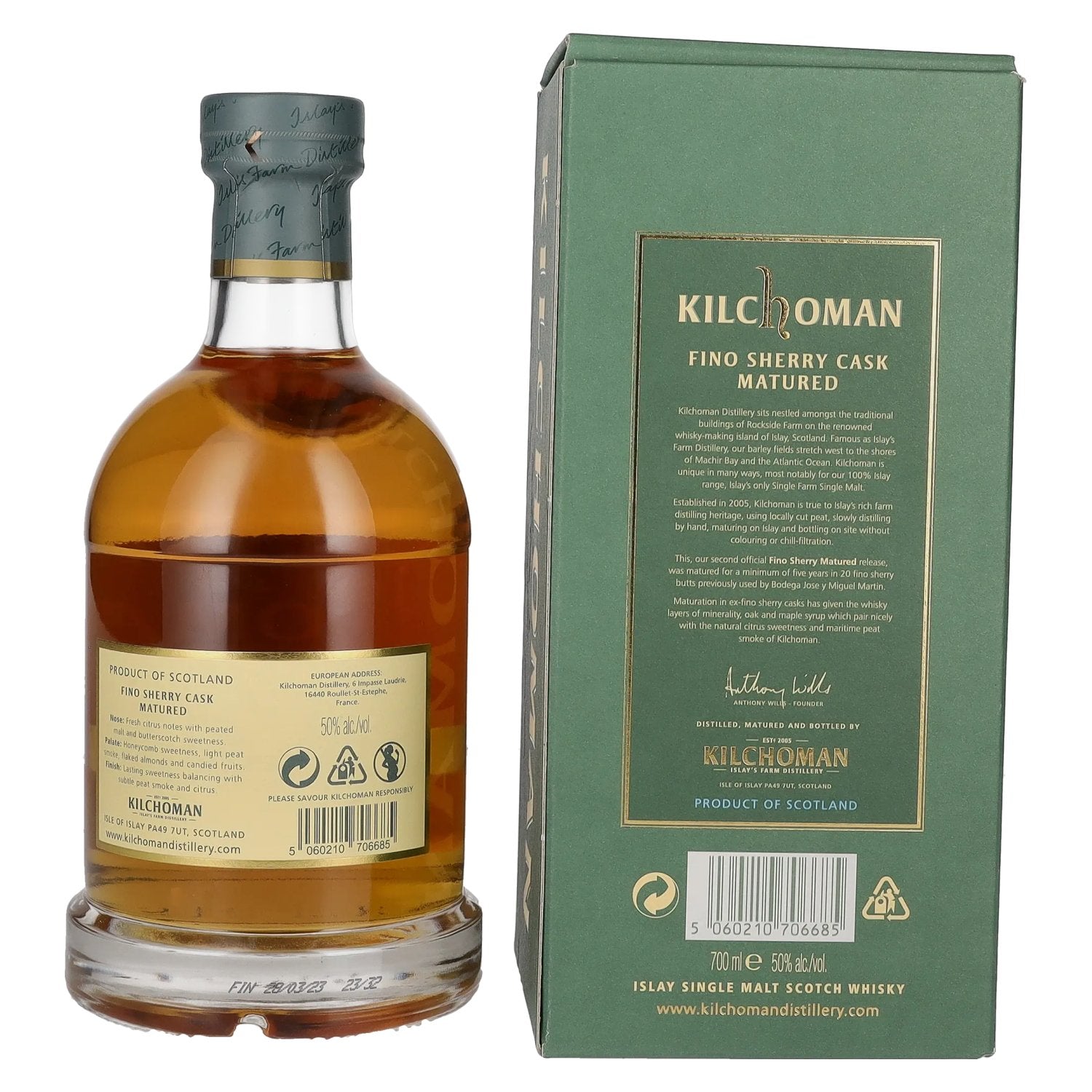 Kilchoman Fino Sherry Cask Matured 50% Vol. 0,7l in gift box