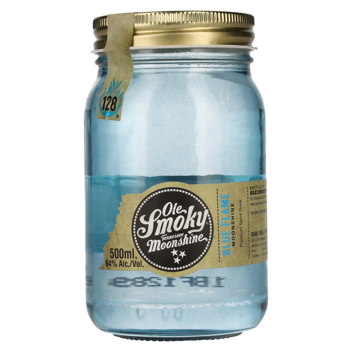Ole Smoky Tennessee Moonshine BLUE FLAME, spiritueux haut de gamme, 64 % vol., 0,5 l