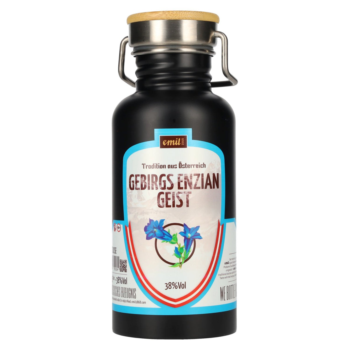 emil 1868 Gebirgs Enzian Geist 38% Vol. 0,5l in Edelstahlkanne
